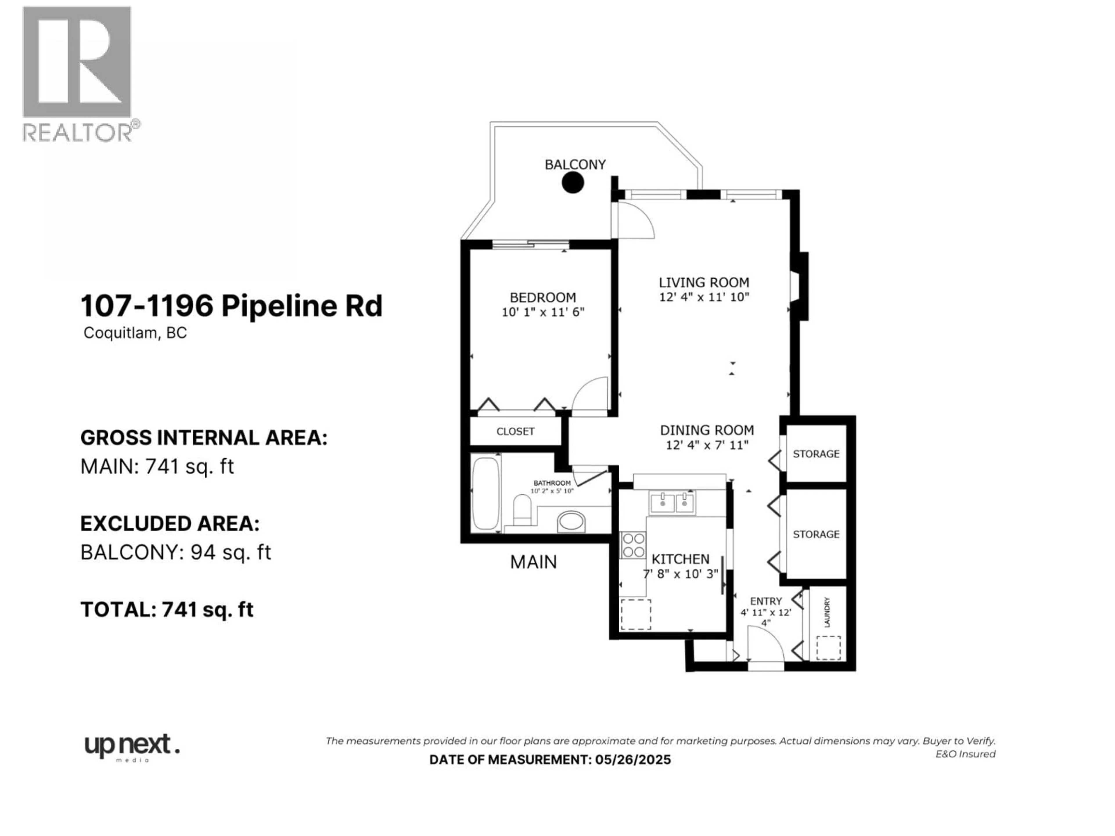 Floor plan for 107 - 1196 PIPELINE ROAD, Coquitlam British Columbia V3B7Z6