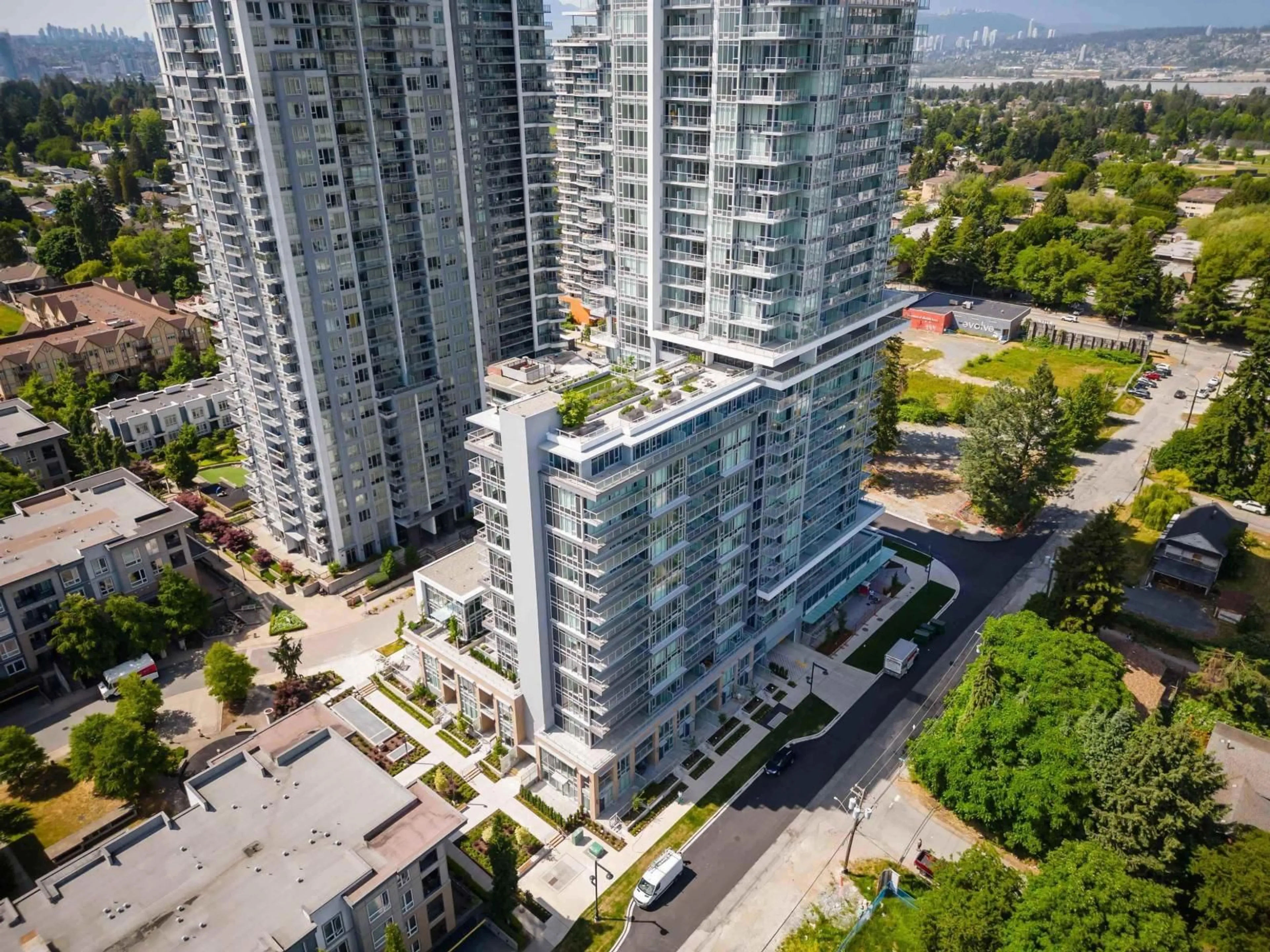 A pic from outside/outdoor area/front of a property/back of a property/a pic from drone, city buildings view from balcony for 1403 - 13350 CENTRAL, Surrey British Columbia V3T0S1