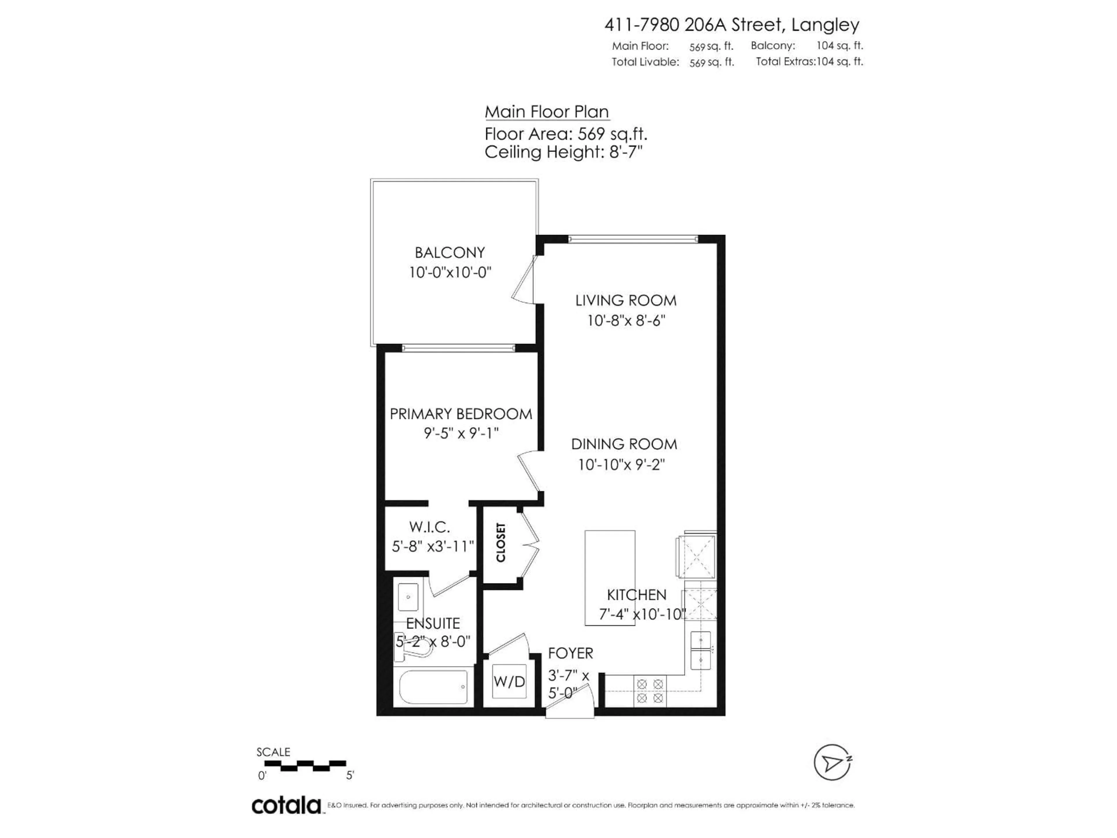 Floor plan for A411 - 7980 206A, Langley British Columbia V2Y3Z8