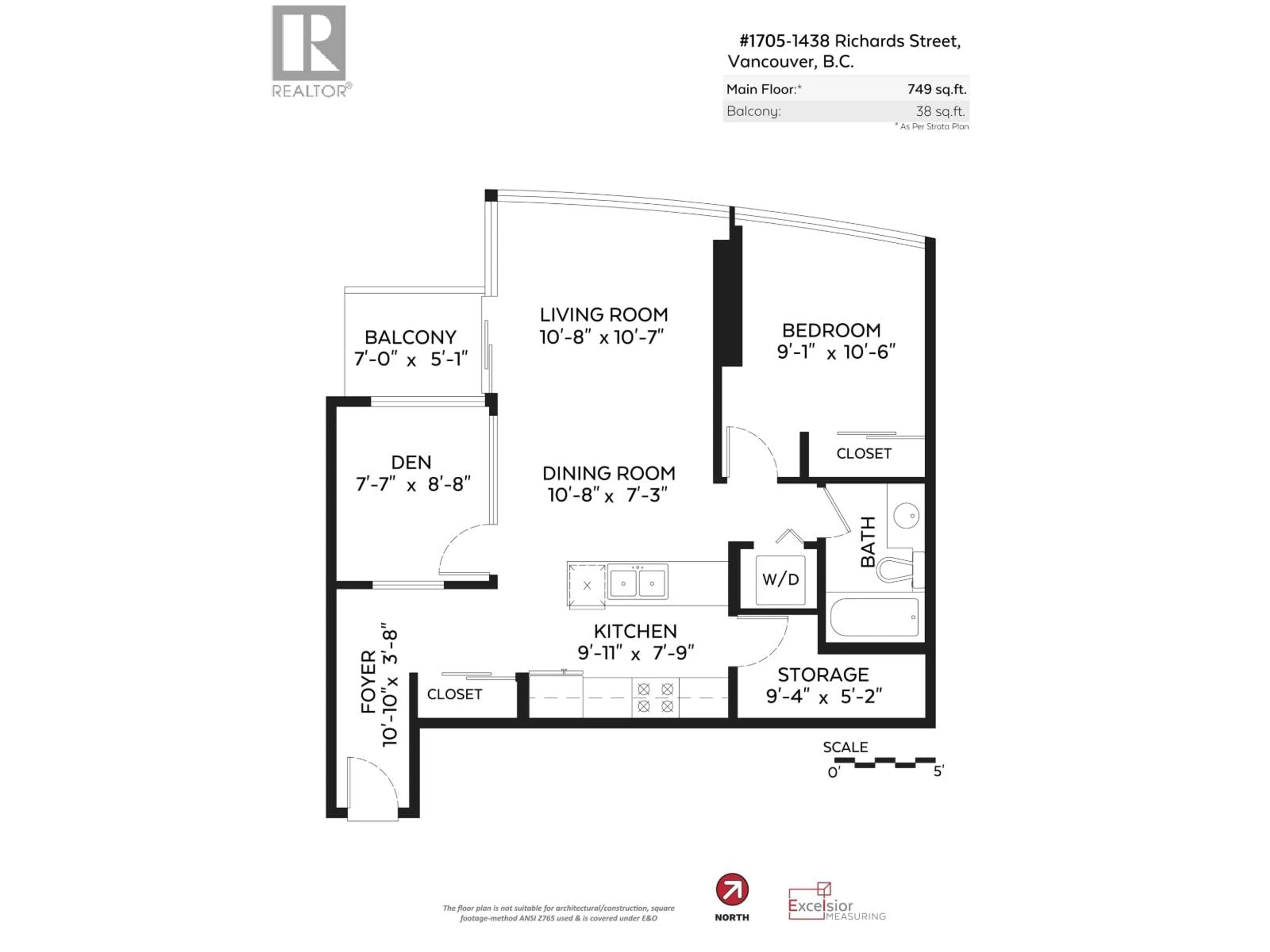 Floor plan for 1705 - 1438 RICHARDS STREET, Vancouver British Columbia V6Z3B8