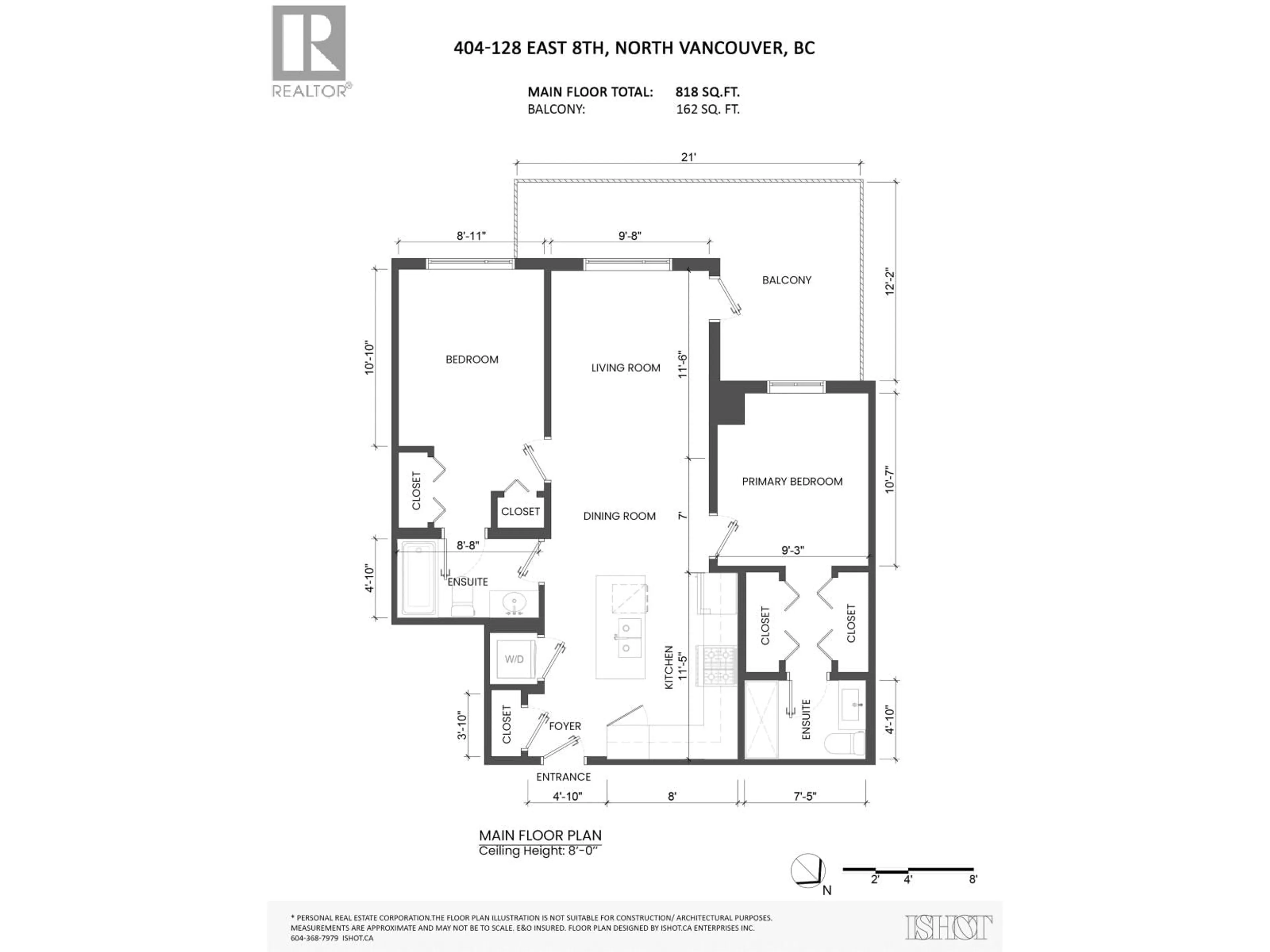 Floor plan for 404 - 128 8TH STREET, North Vancouver British Columbia V7L0H2