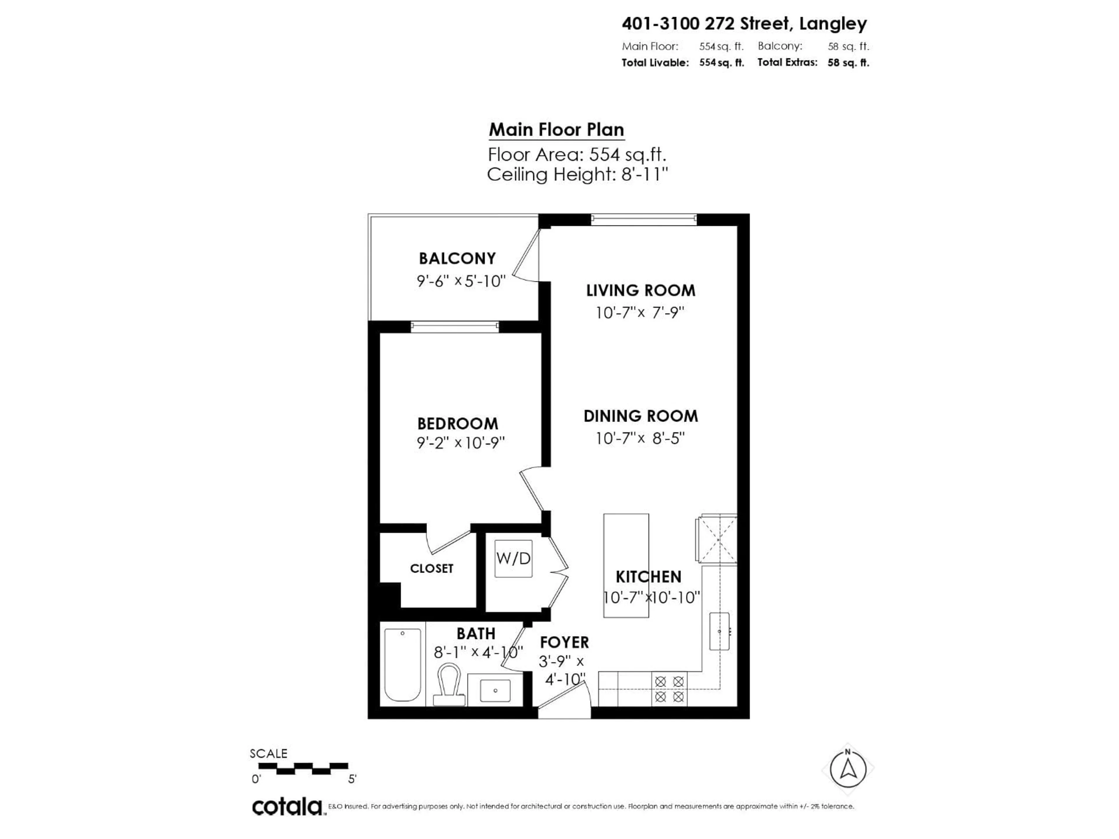 Floor plan for 401 - 27215 ALDERGROVE TOWN CENTRE, Langley British Columbia V4W0E3