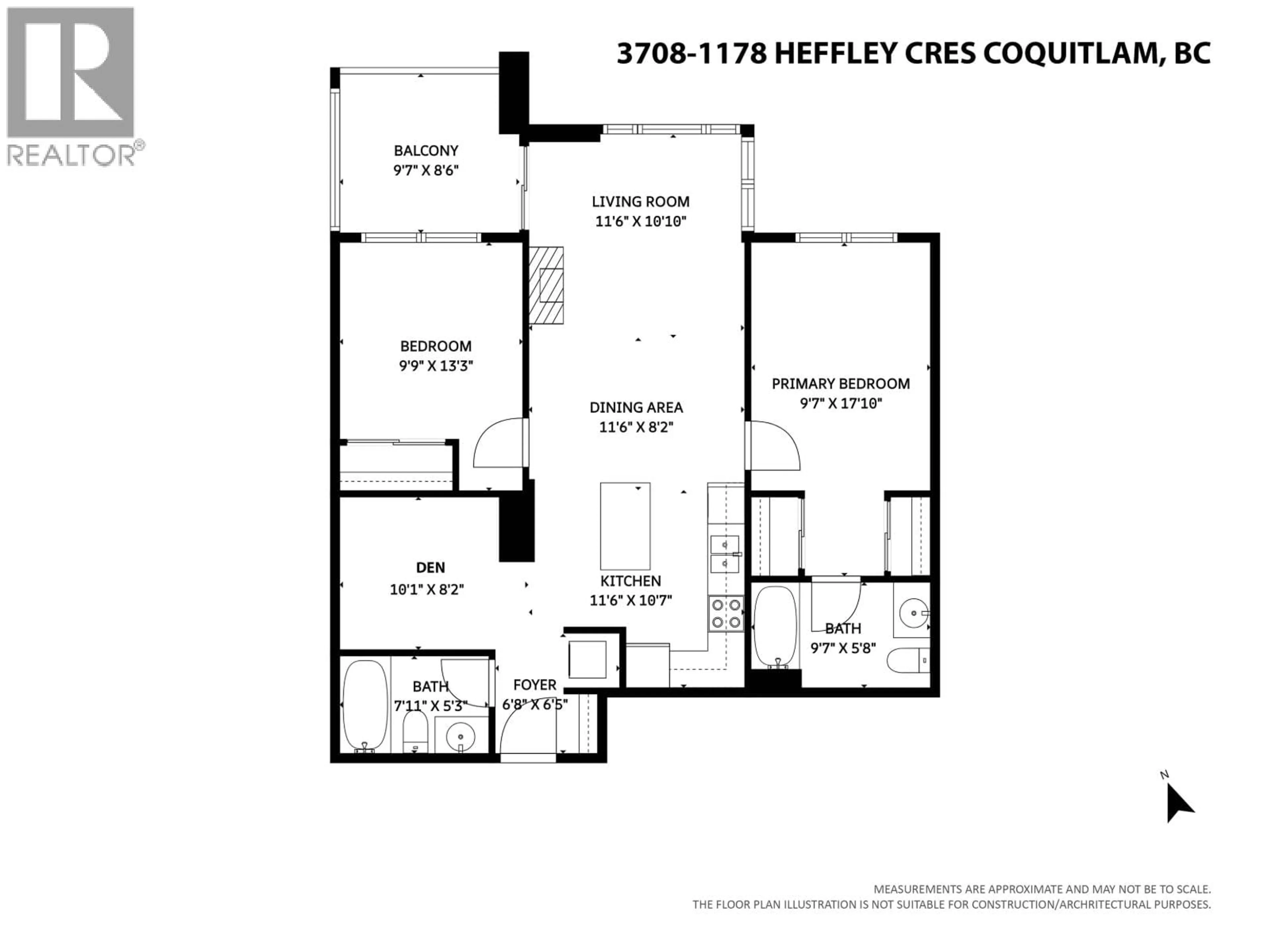 Floor plan for 3708 - 1178 HEFFLEY CRESCENT, Coquitlam British Columbia V3B0A7