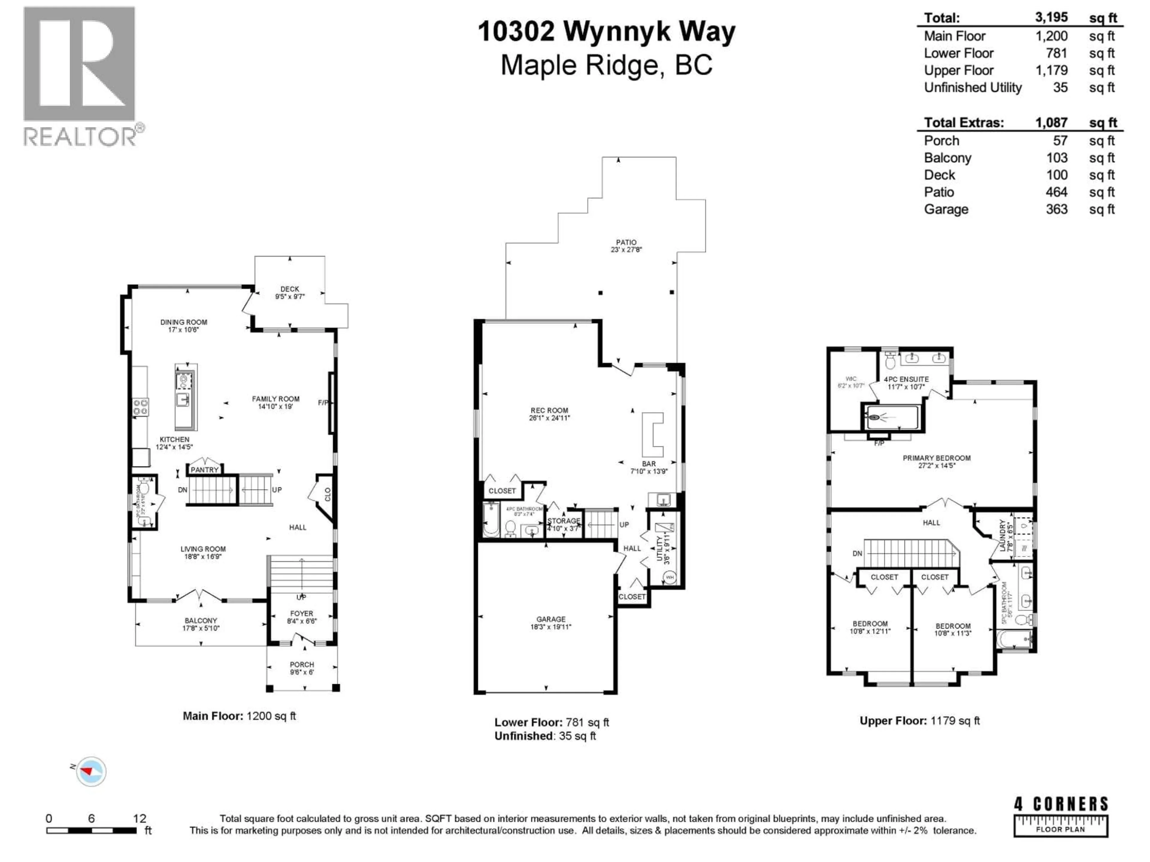 Floor plan for 10302 WYNNYK WAY, Maple Ridge British Columbia V2W1G3