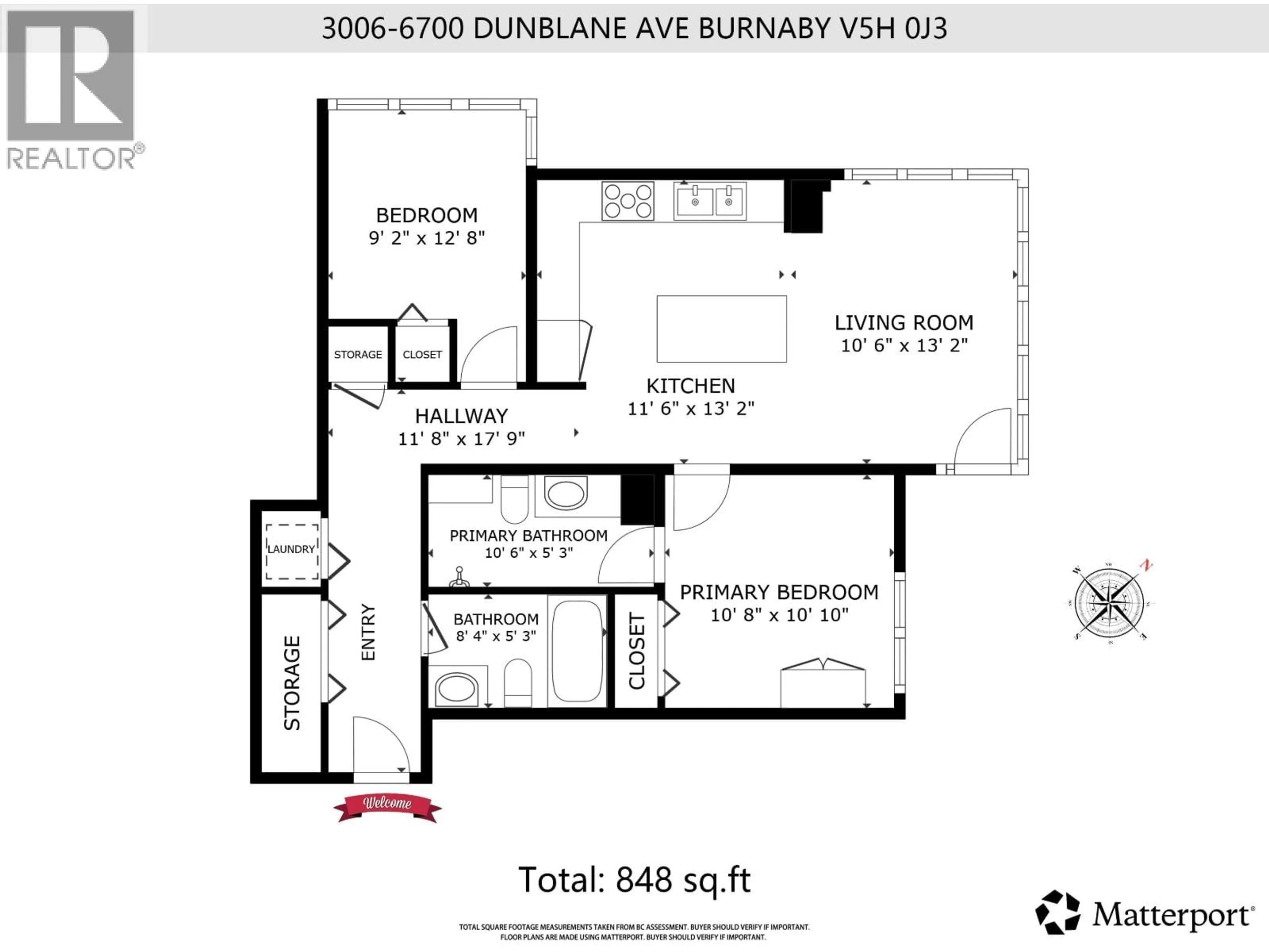 Floor plan for 3006 - 6700 DUNBLANE AVENUE, Burnaby British Columbia V5H0J3