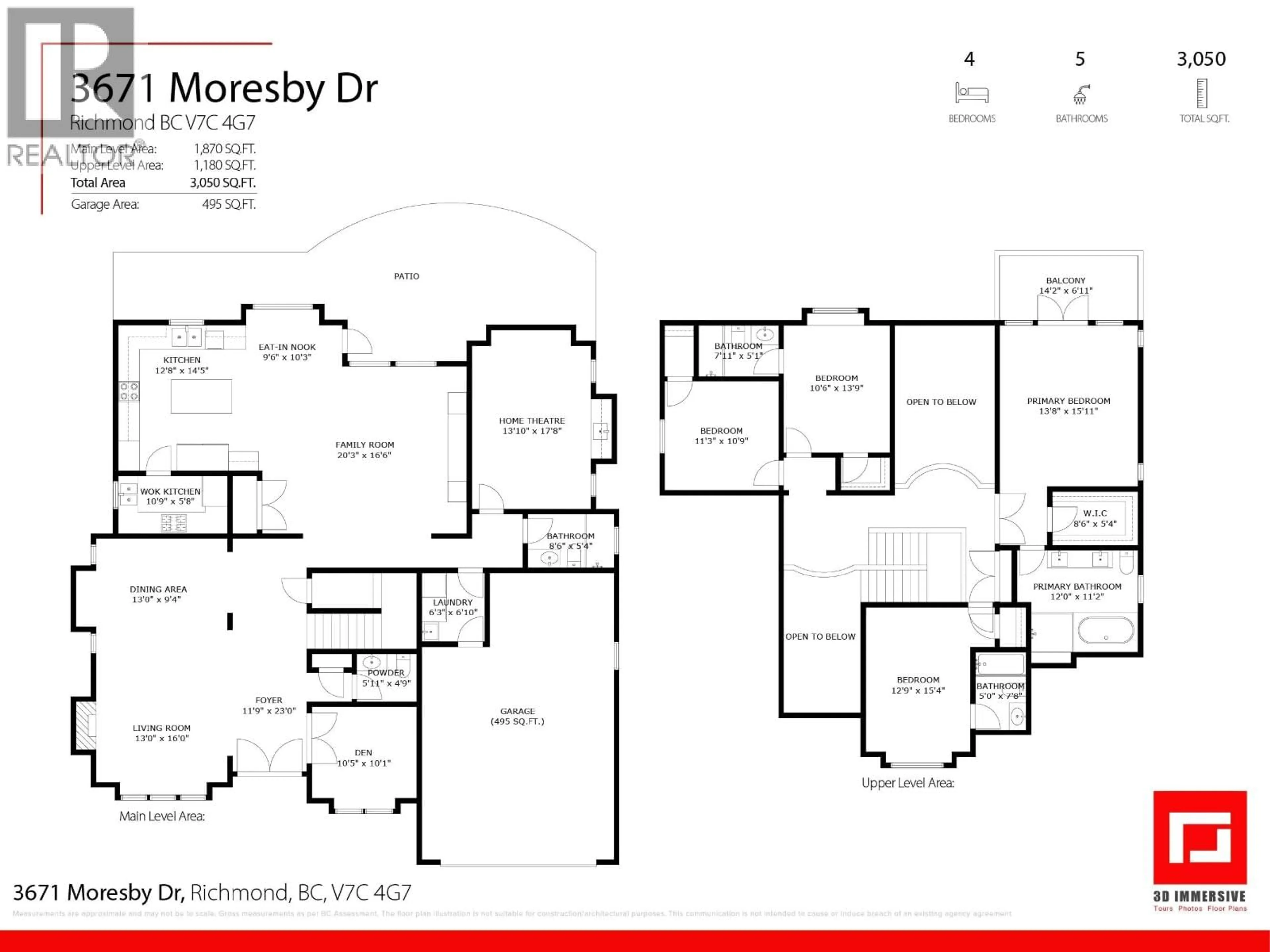 Floor plan for 3671 MORESBY DRIVE, Richmond British Columbia V7C4G7