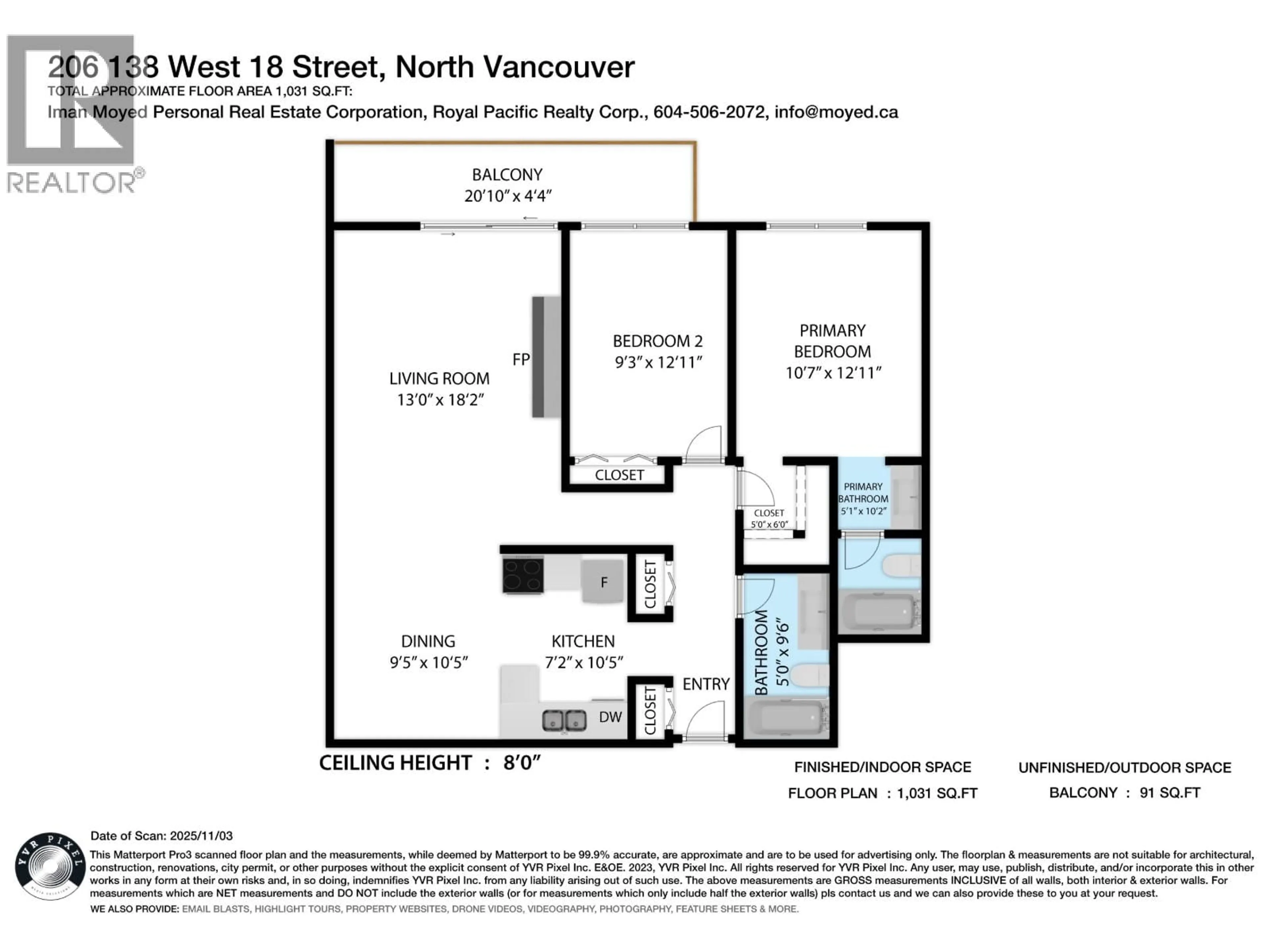 Floor plan for 206 - 138 18TH STREET, North Vancouver British Columbia V7M1W4