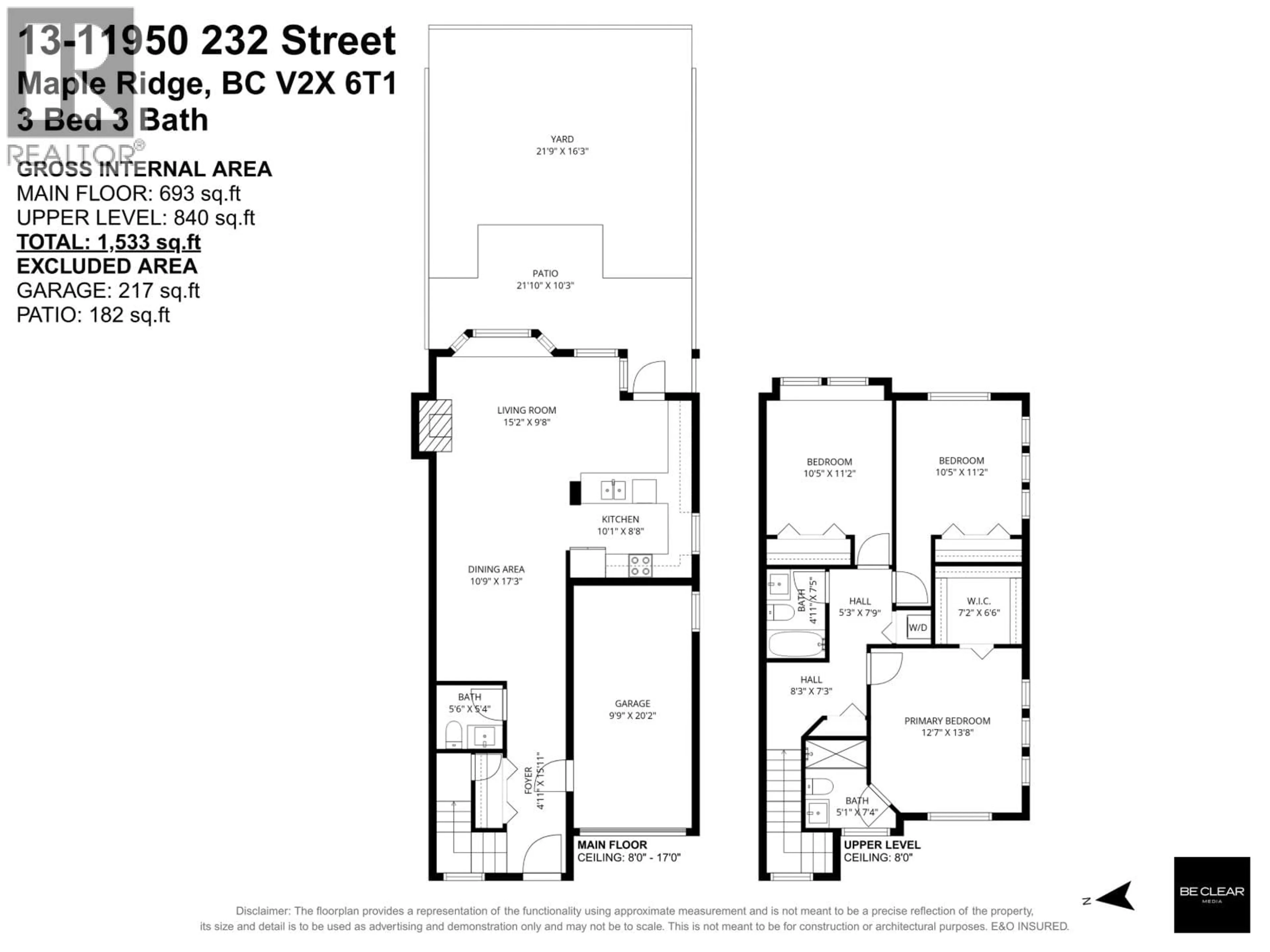 Floor plan for 13 - 11950 232 STREET, Maple Ridge British Columbia V2X6T1
