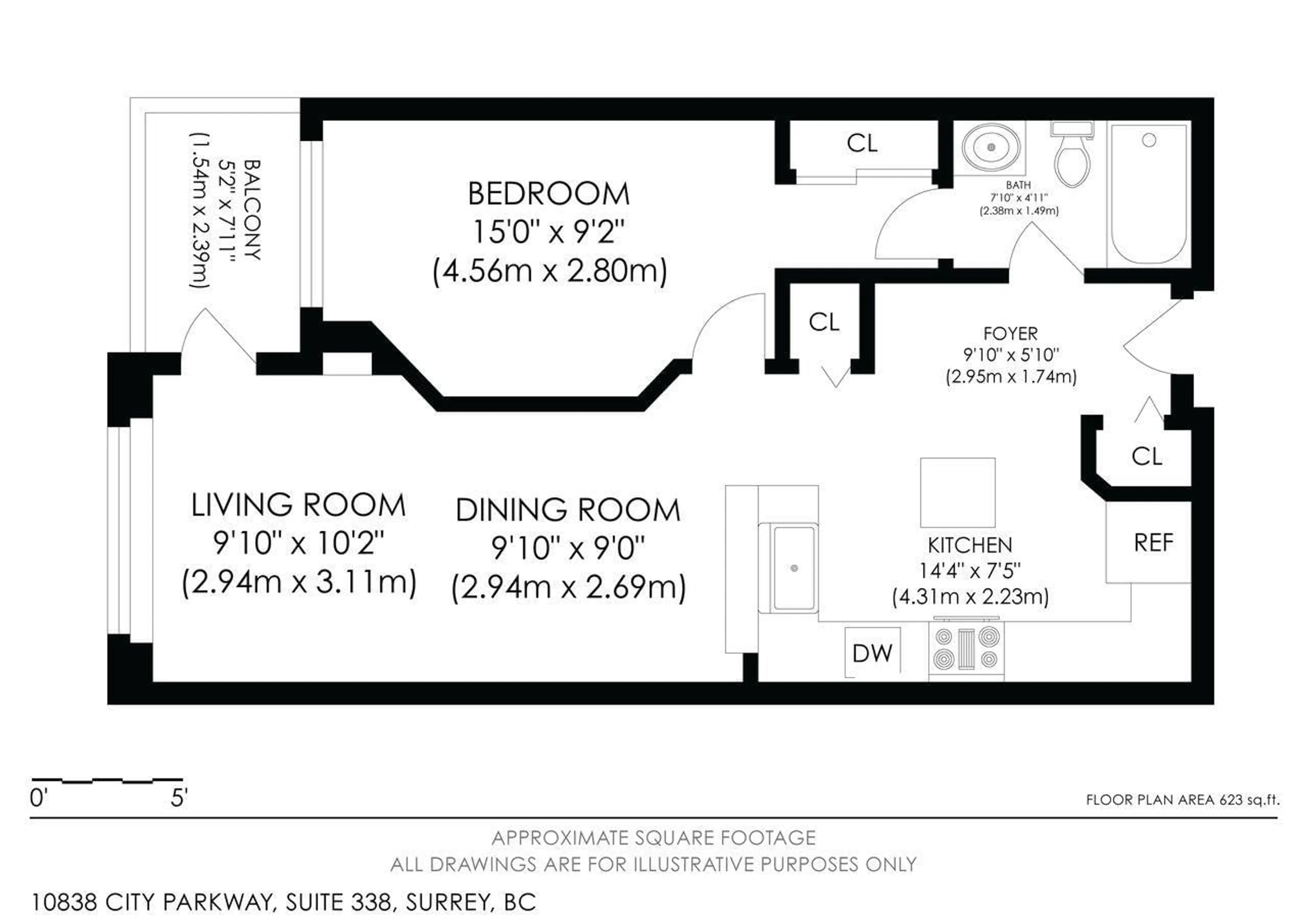 Floor plan for 338 - 10838 CITY, Surrey British Columbia V3T5X9