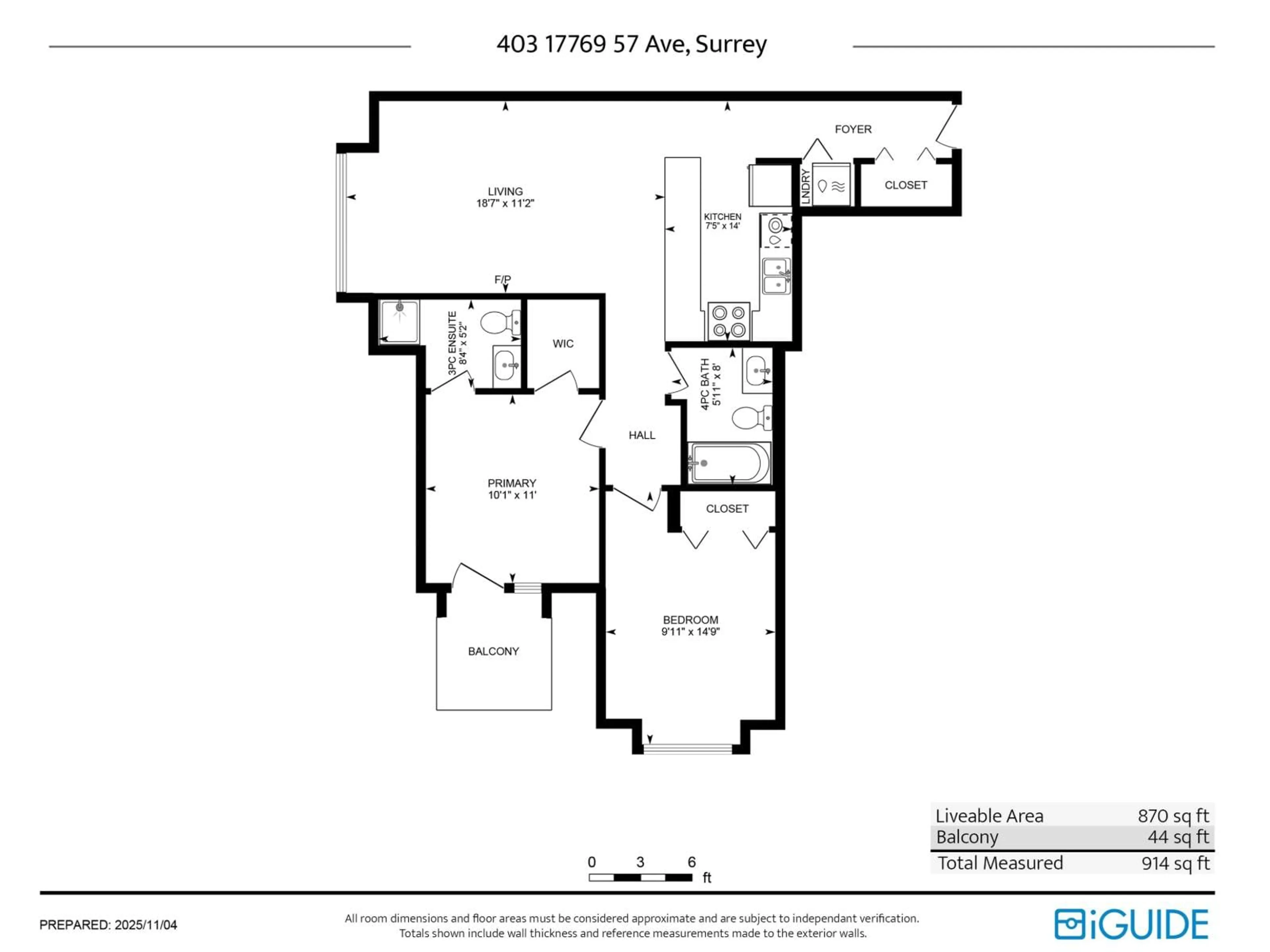 Floor plan for 403 - 17769 57, Surrey British Columbia V3S1H1