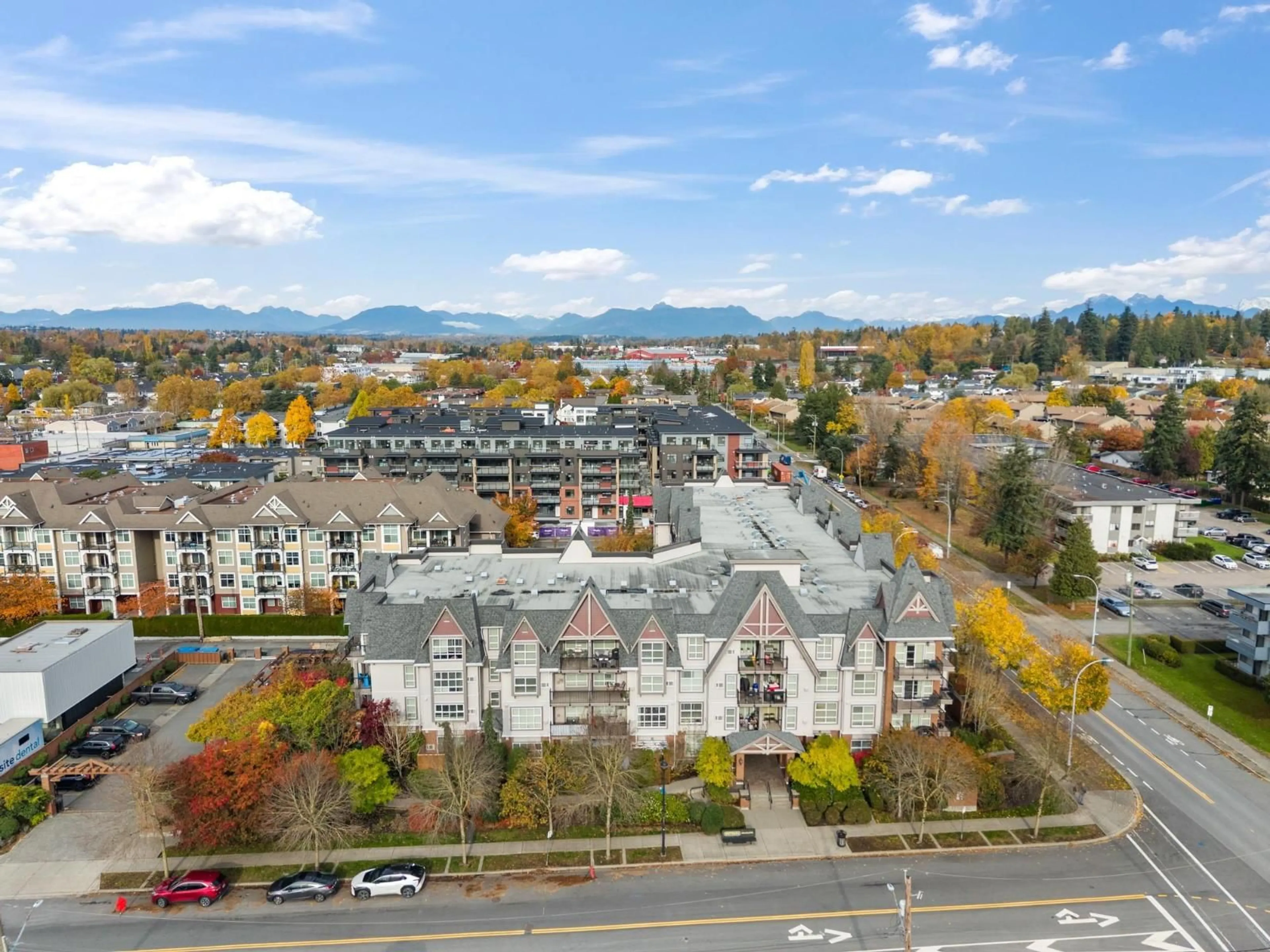 A pic from outside/outdoor area/front of a property/back of a property/a pic from drone, mountain view for 403 - 17769 57, Surrey British Columbia V3S1H1