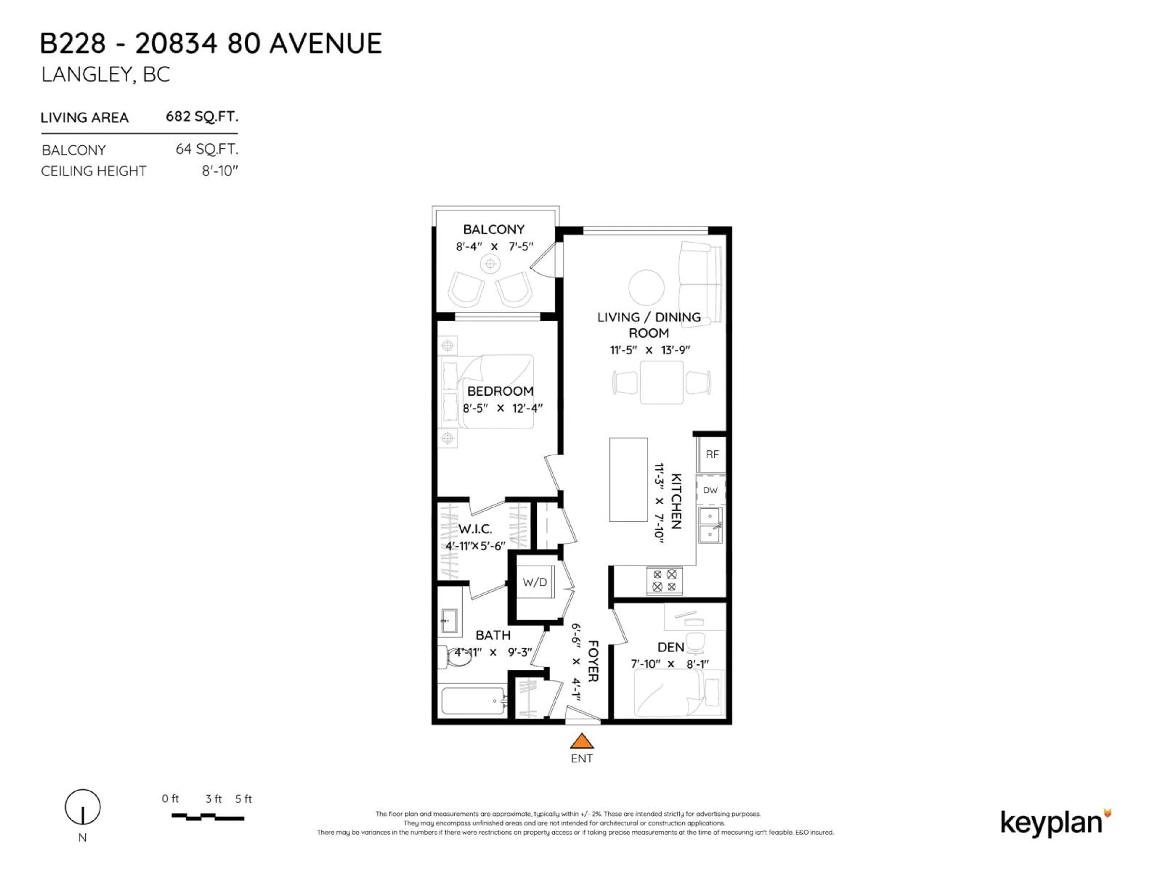 Floor plan for B228 - 20834 80, Langley British Columbia V2Y3M6