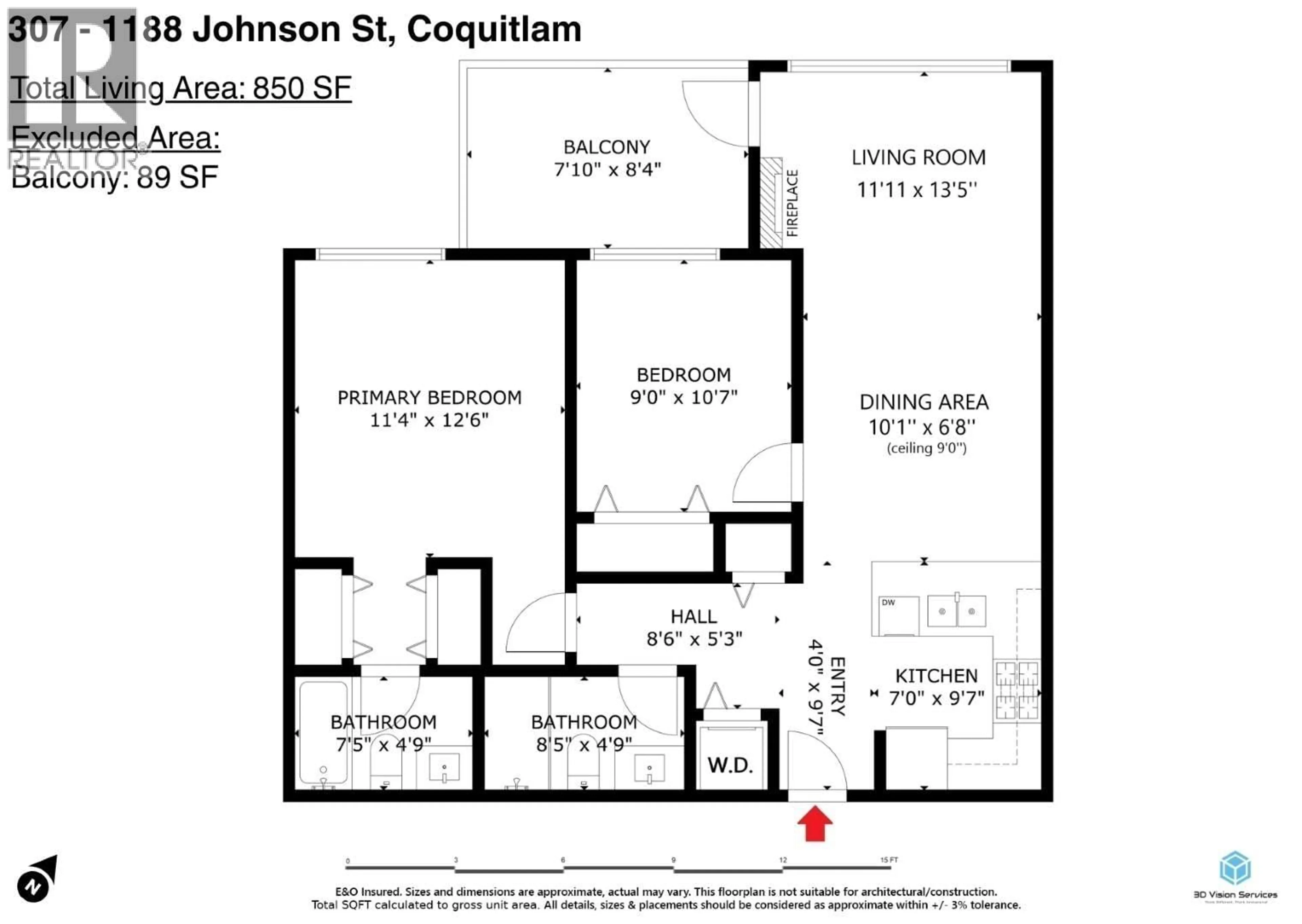 Floor plan for 307 - 1188 JOHNSON STREET, Coquitlam British Columbia V3B0H7