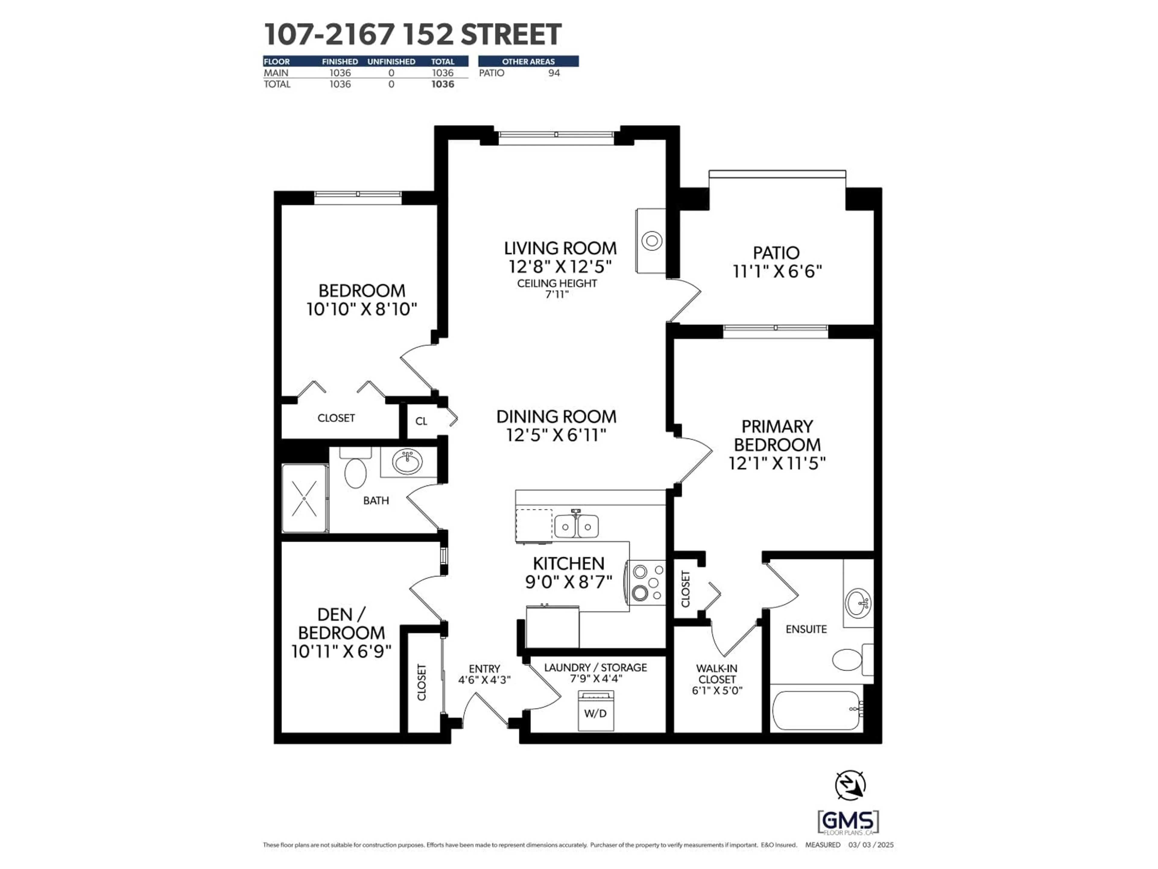 Floor plan for 107 - 2167 152, Surrey British Columbia V4A4P1