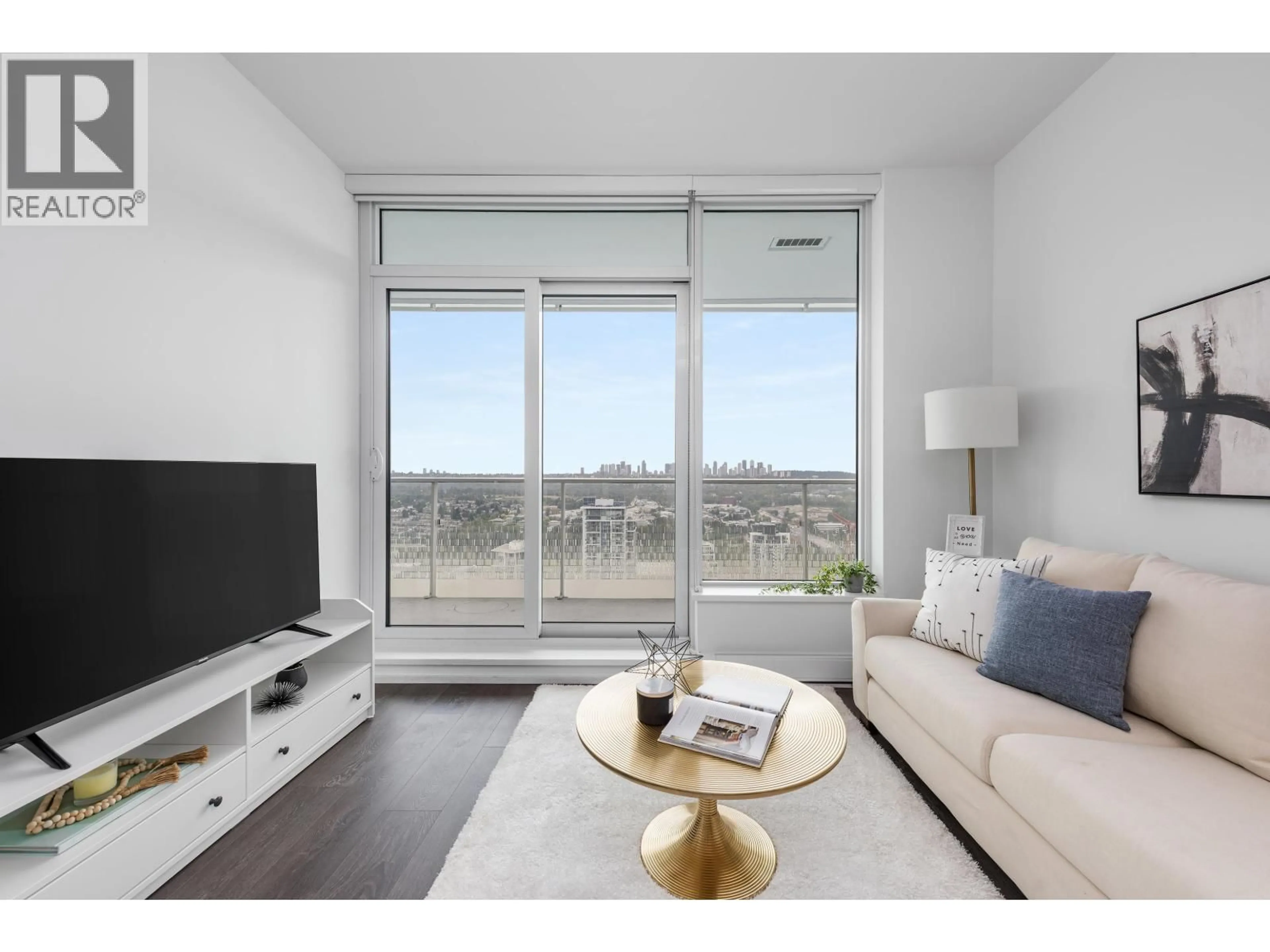 Living room with furniture, wood/laminate floor for 3603 - 4650 BRENTWOOD BOULEVARD, Burnaby British Columbia V5C0M3