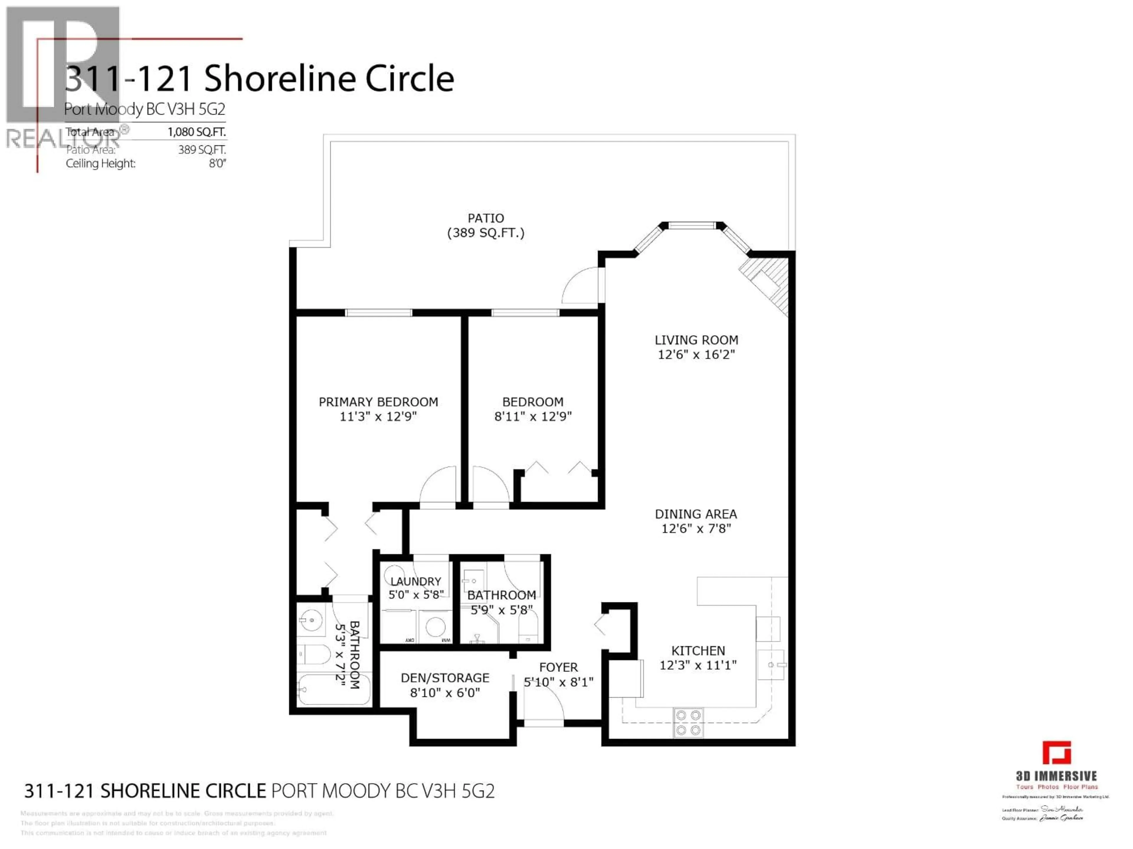 Floor plan for 311 - 121 SHORELINE CIRCLE, Port Moody British Columbia V3H5G2
