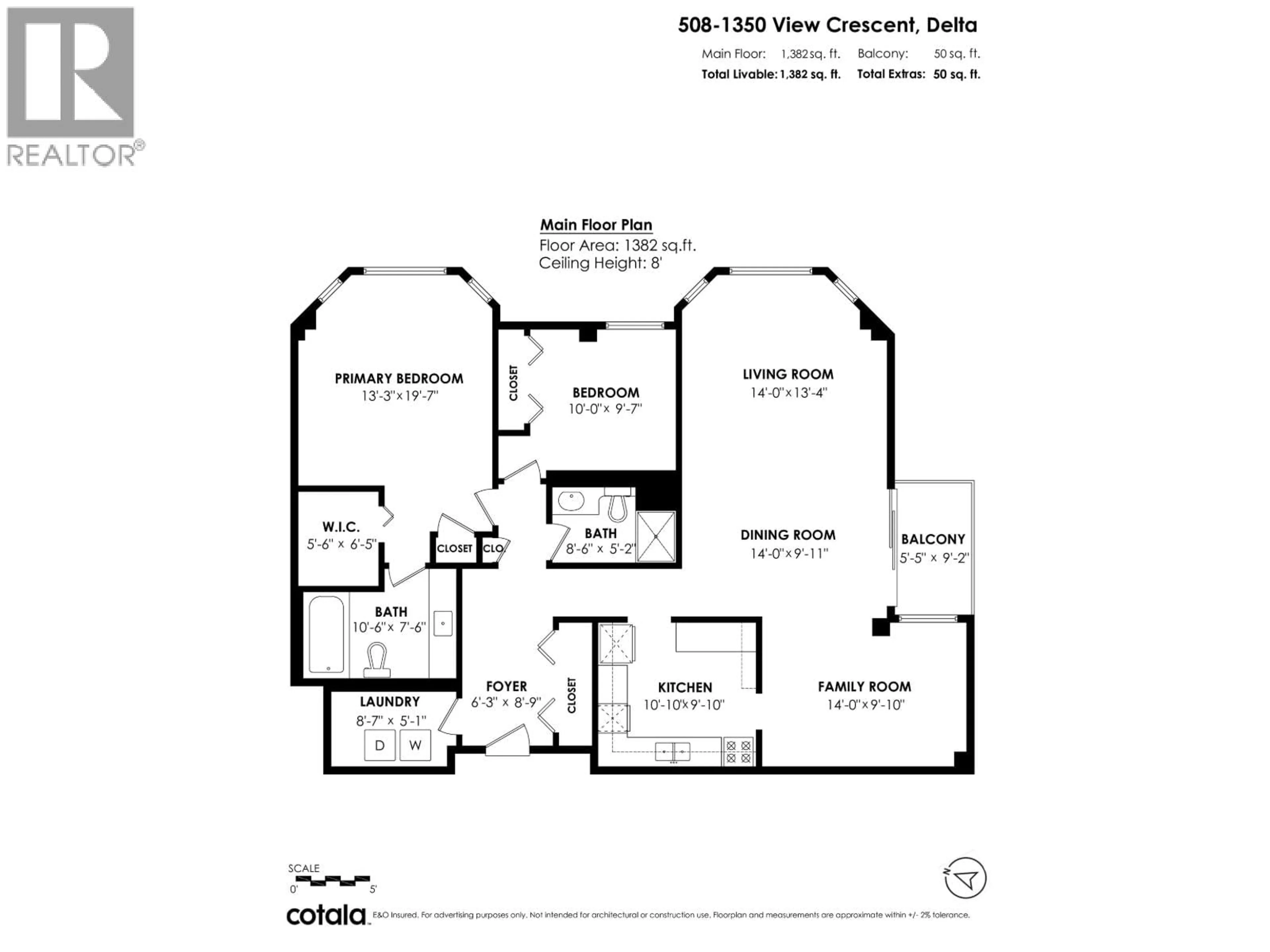 Floor plan for 508 - 1350 VIEW CRESCENT, Delta British Columbia V4L2K3