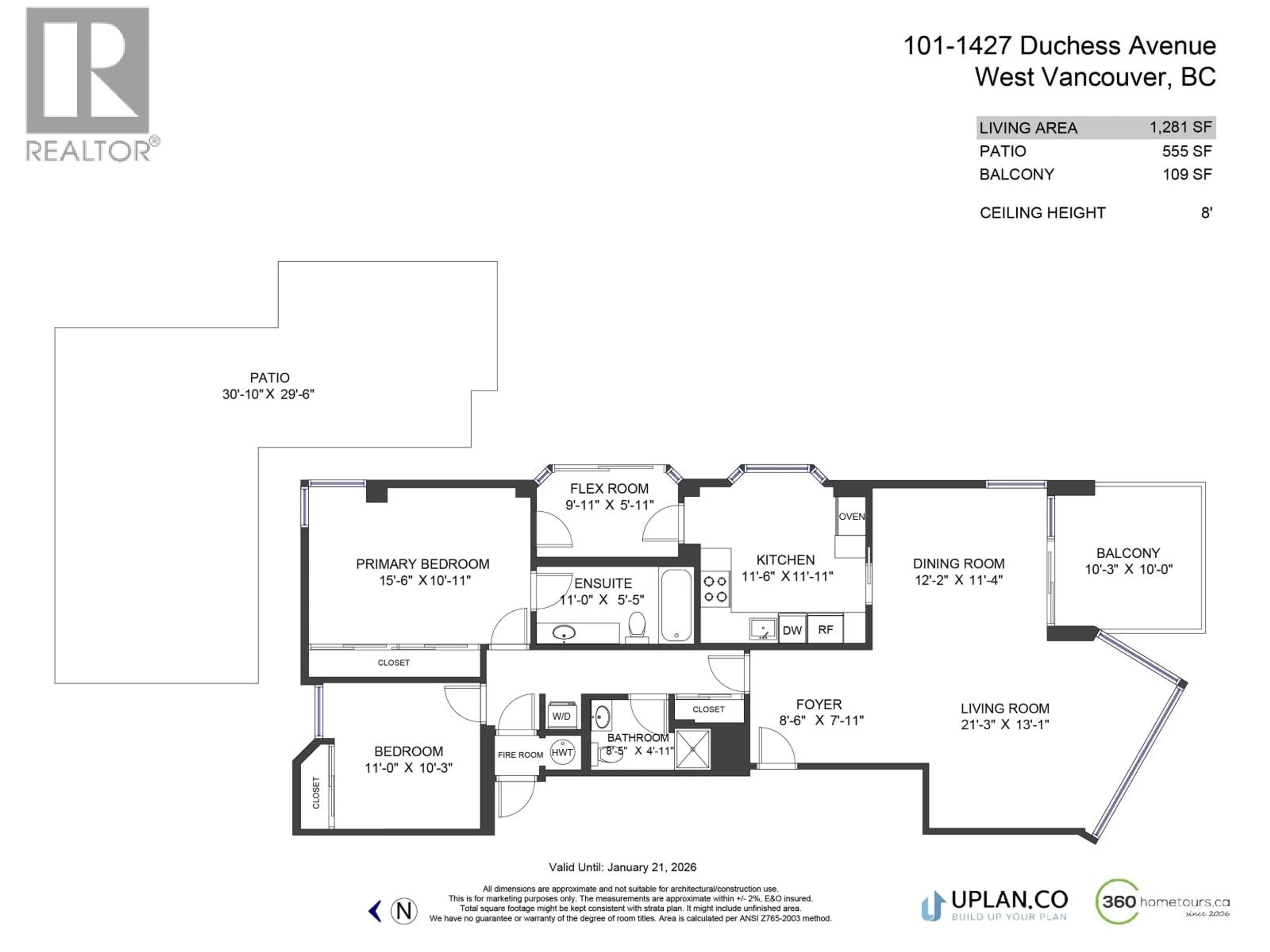 Floor plan for 101 - 1427 DUCHESS AVENUE, West Vancouver British Columbia V7T1H7