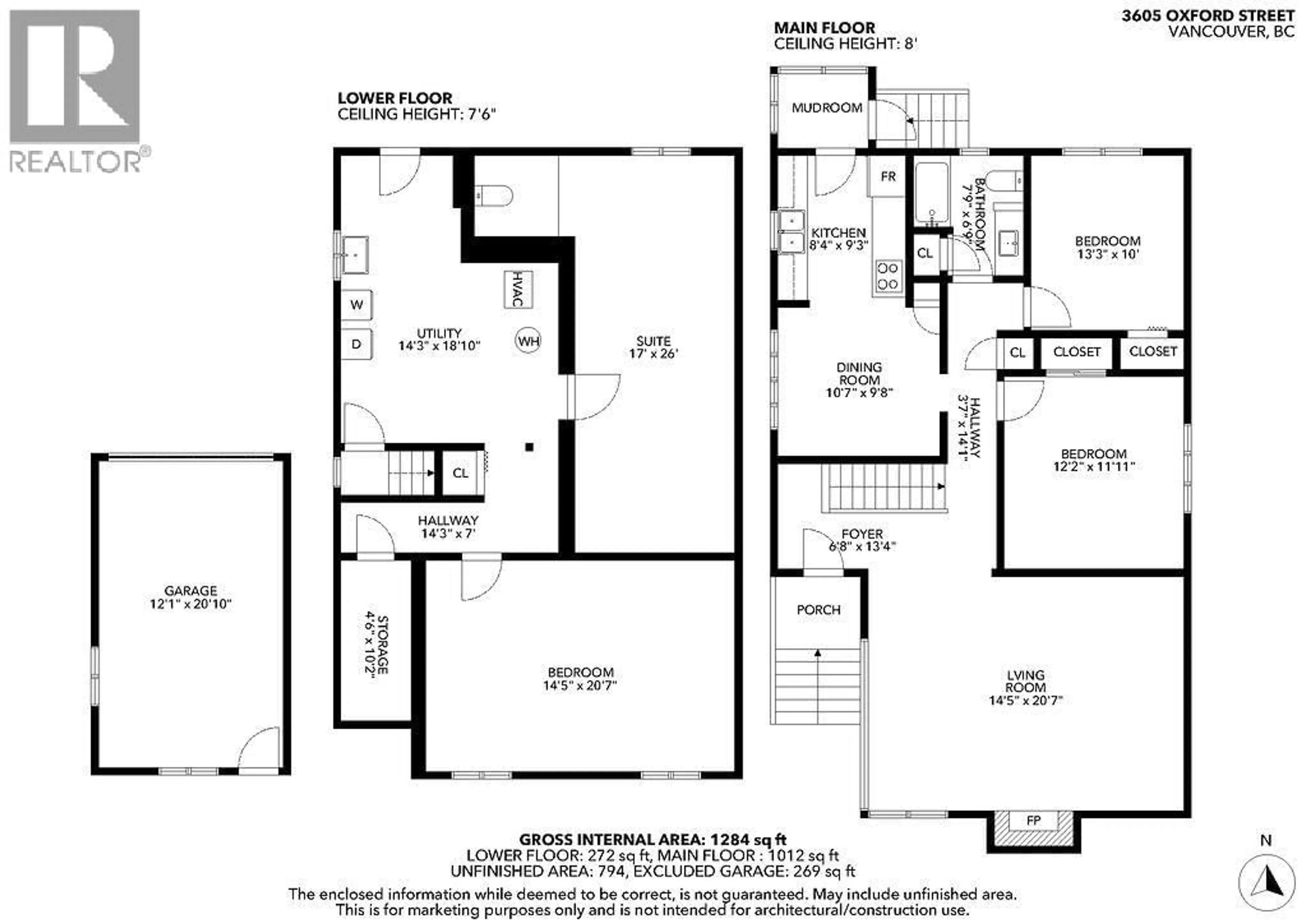 Floor plan for 3605 OXFORD STREET, Vancouver British Columbia V5K1P4