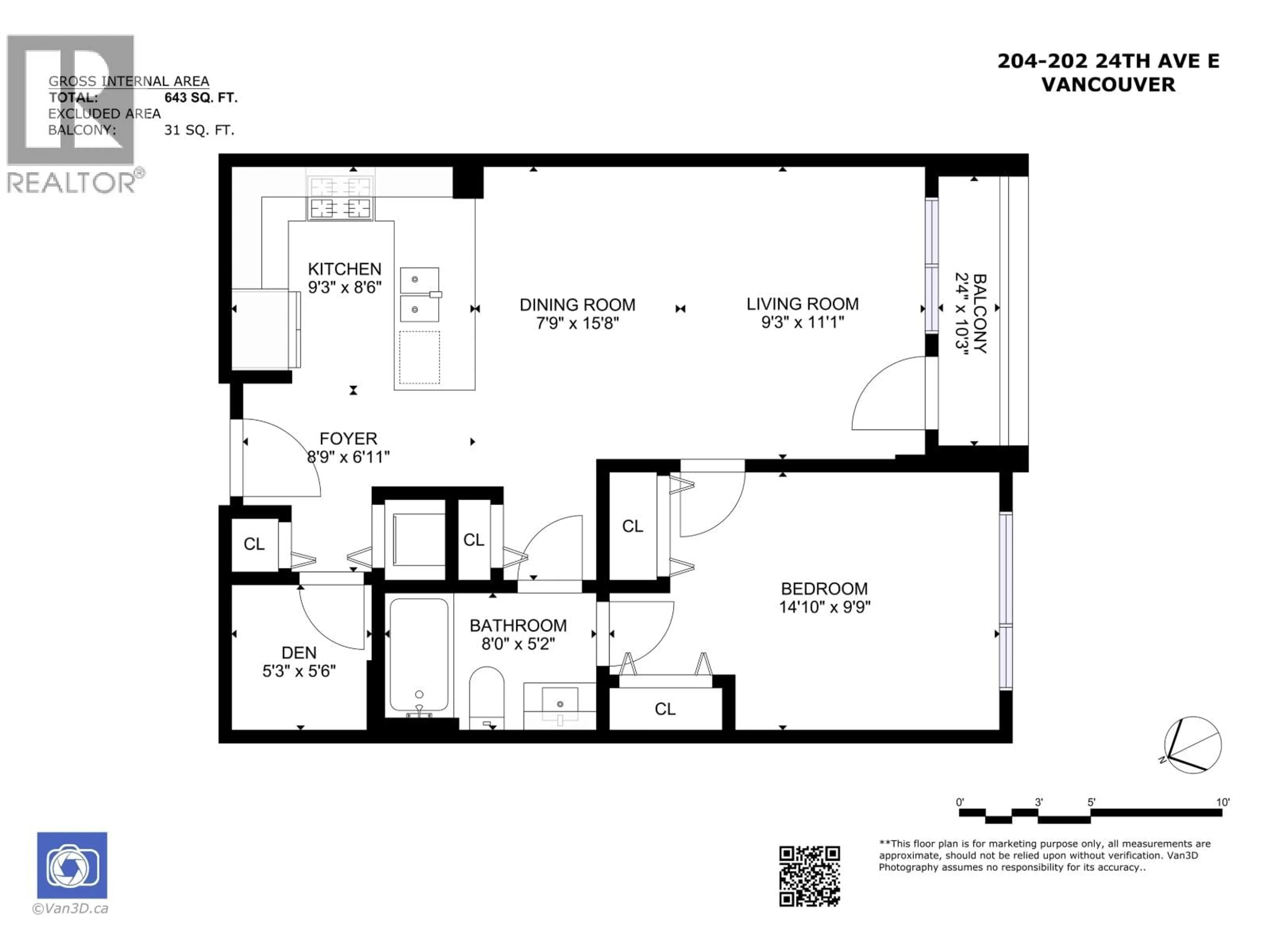 Floor plan for 204 - 202 24TH AVENUE, Vancouver British Columbia V5V1Z6