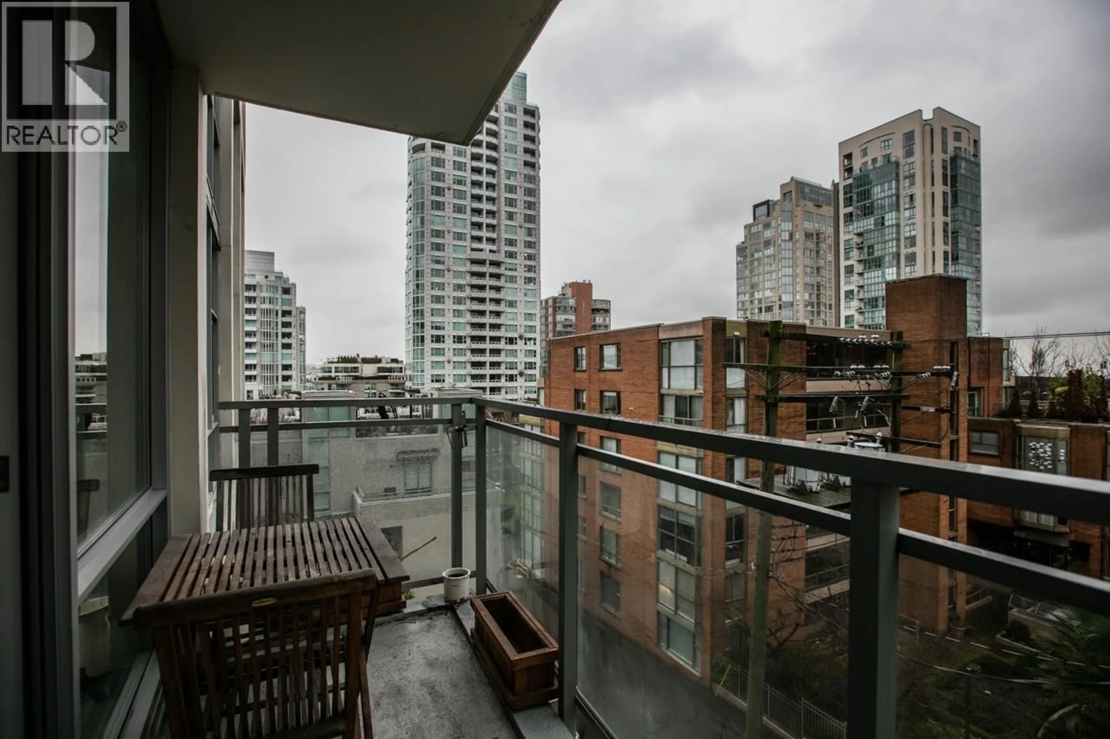 Balcony in the apartment, city buildings view from balcony for 501 - 1455 HOWE STREET, Vancouver British Columbia V6Z1C2