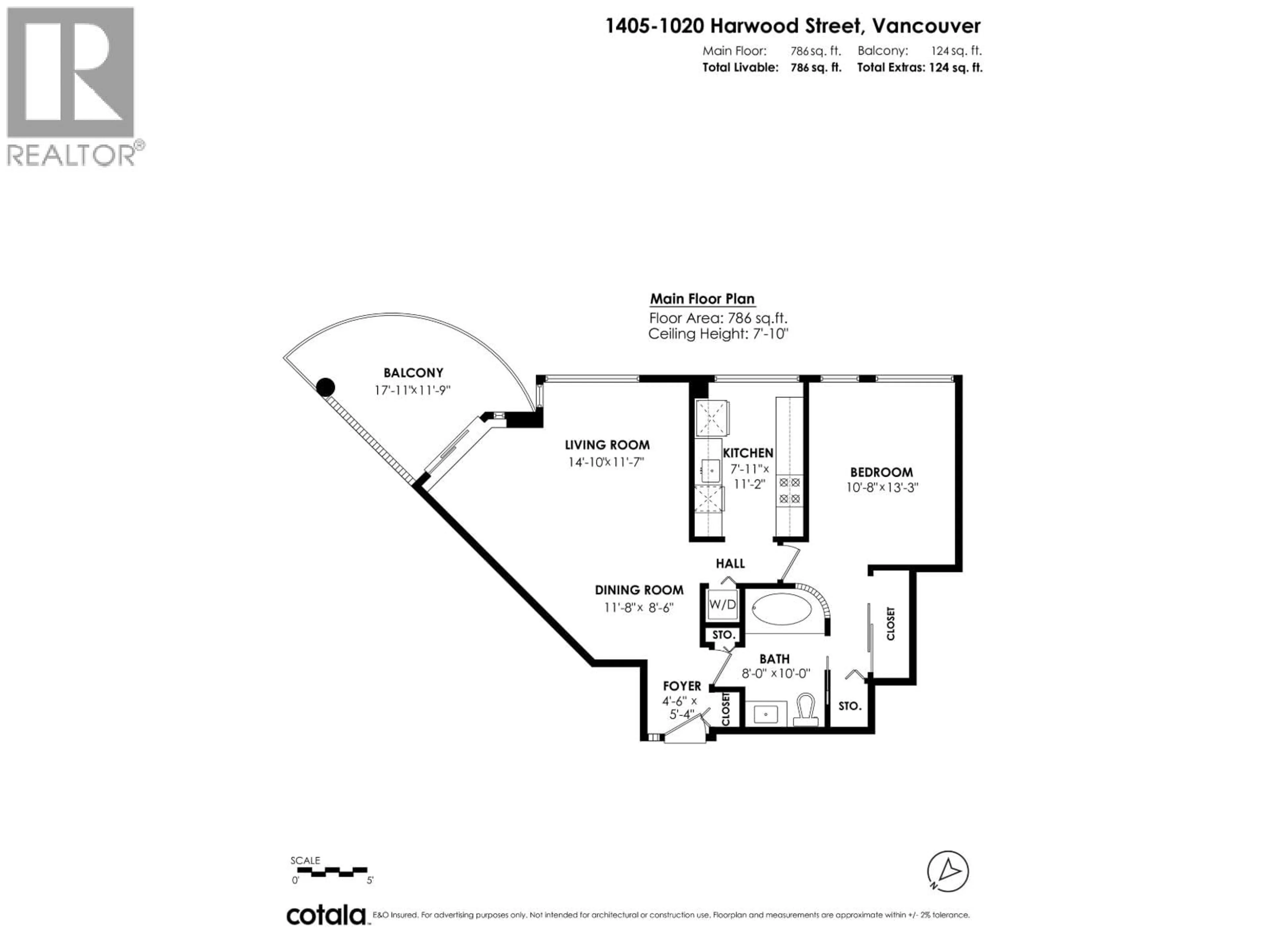 Floor plan for 1405 - 1020 HARWOOD STREET, Vancouver British Columbia V6E1R3