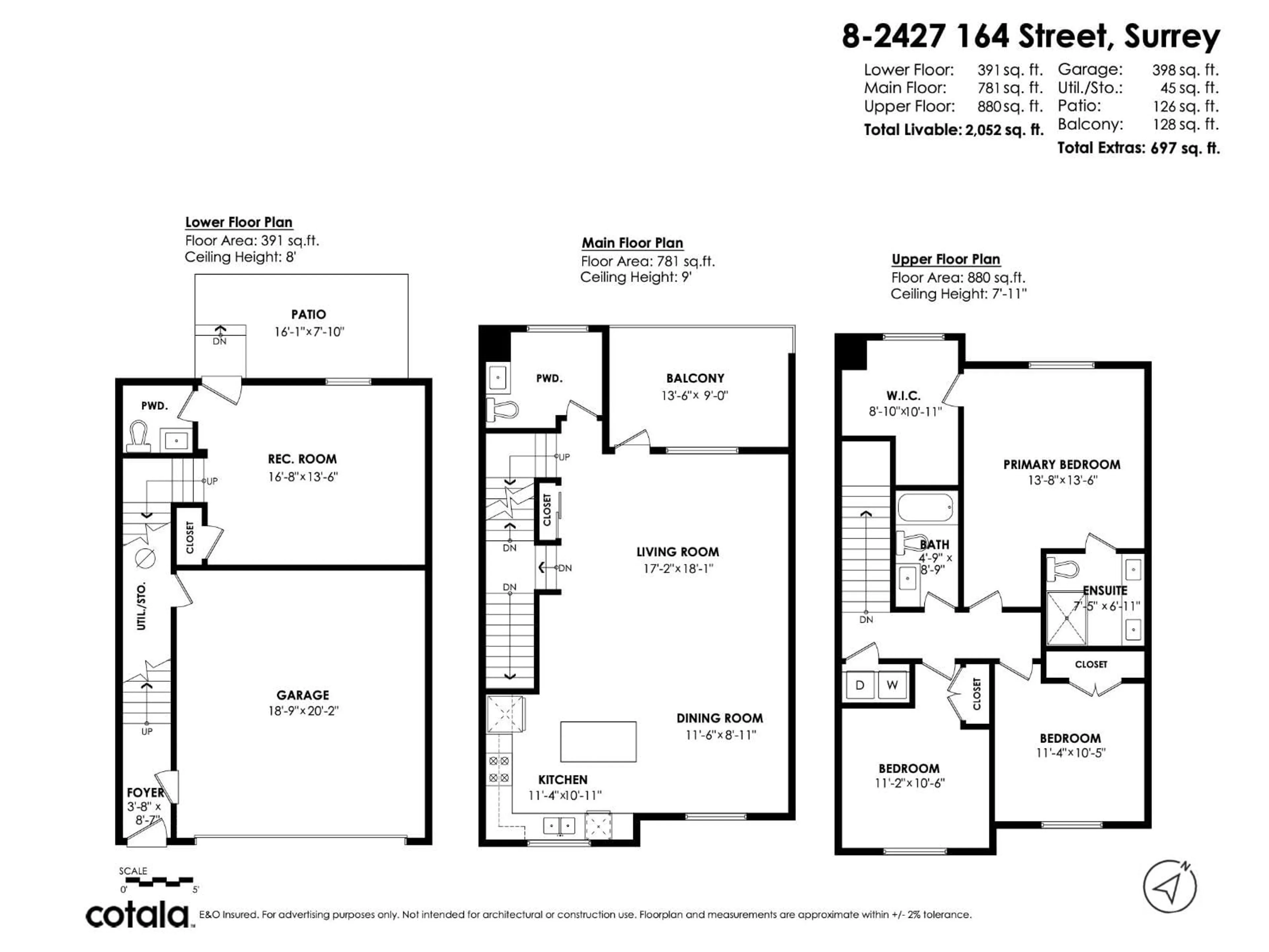Floor plan for 8 - 2427 164, Surrey British Columbia V3Z0R6