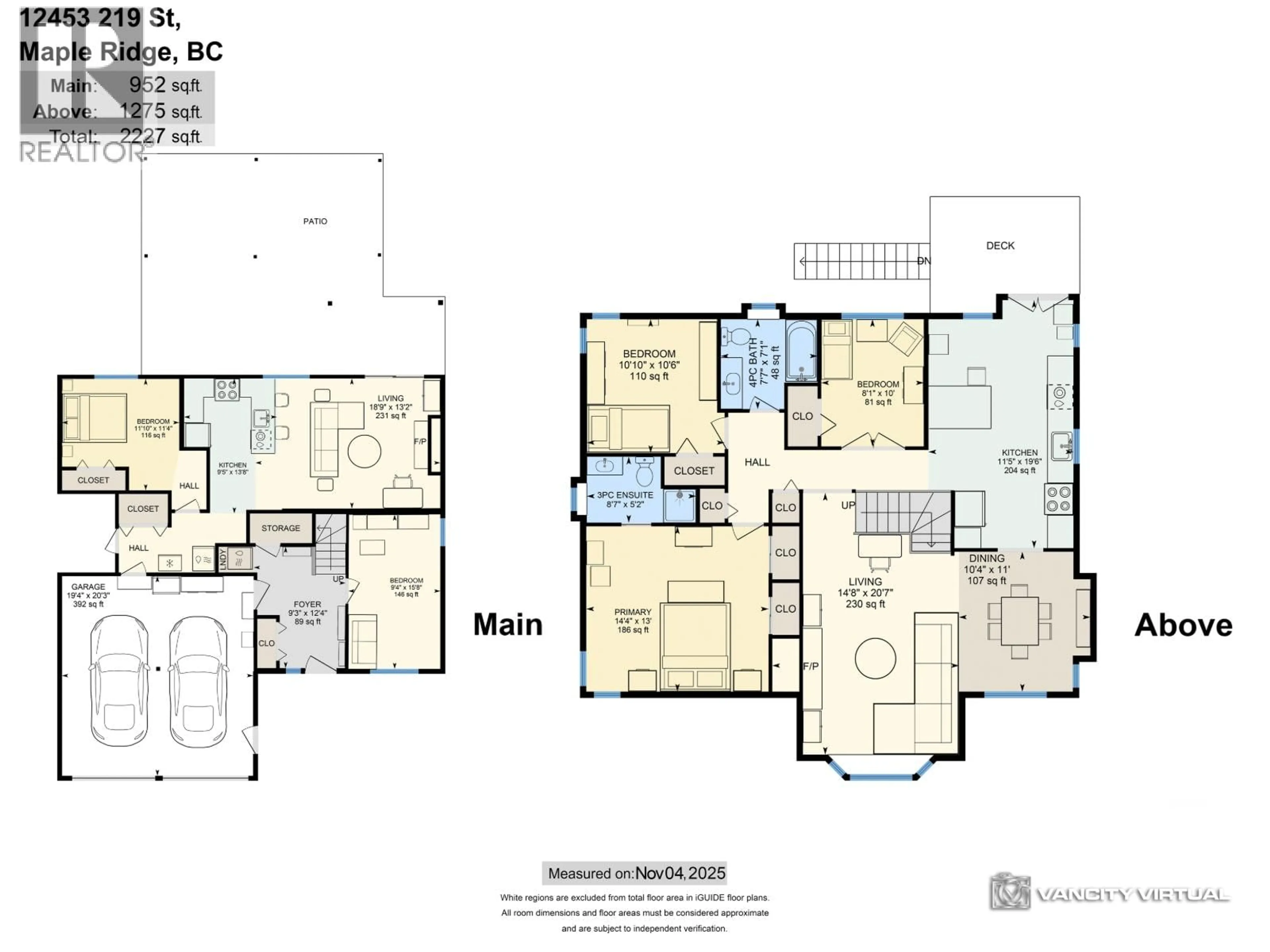 Floor plan for 12453 219 STREET, Maple Ridge British Columbia V2X0V3