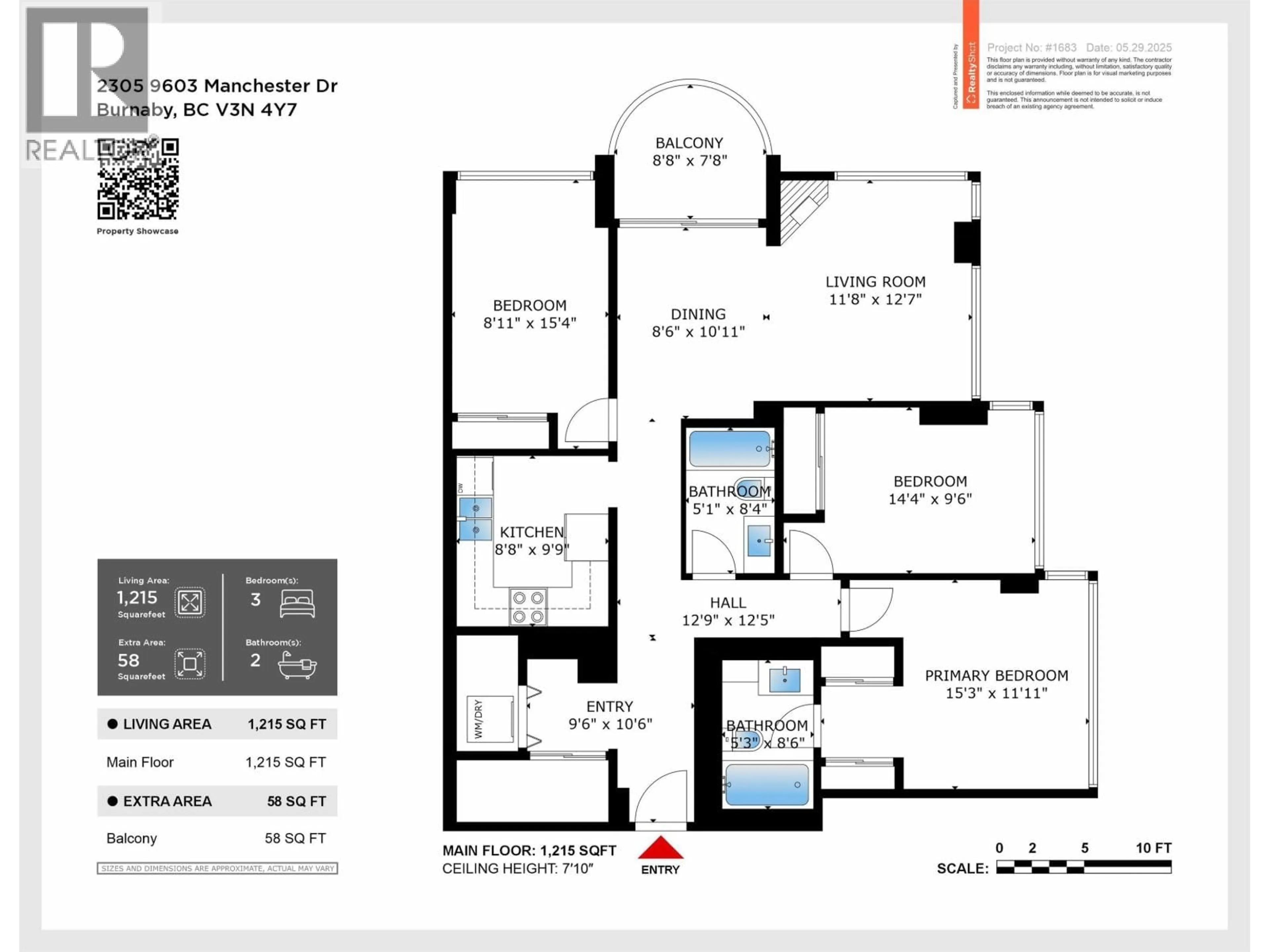 Floor plan for 2305 - 9603 MANCHESTER DRIVE, Burnaby British Columbia V3N4Y7