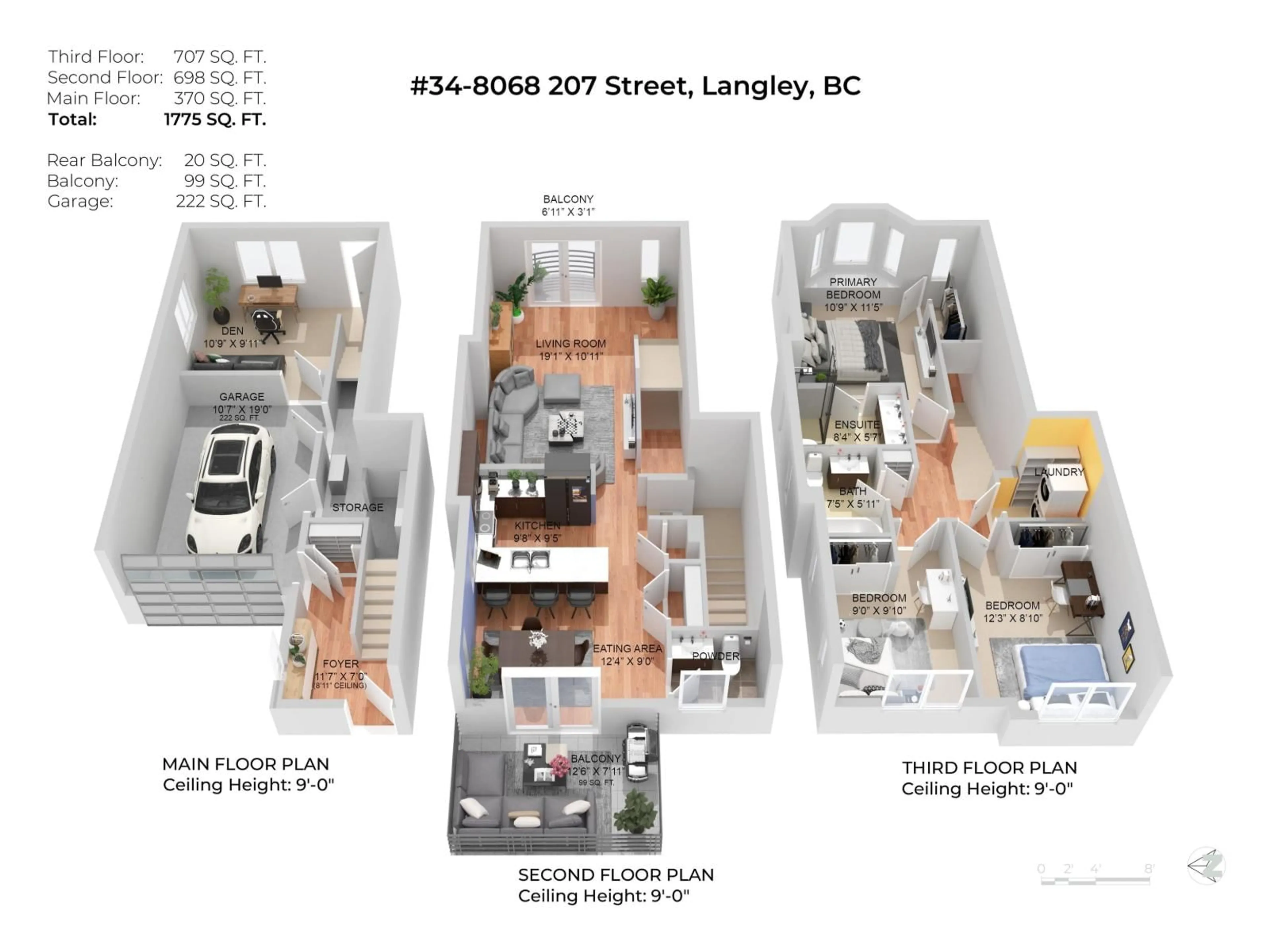 Floor plan for 34 - 8068 207, Langley British Columbia V2Y0M9