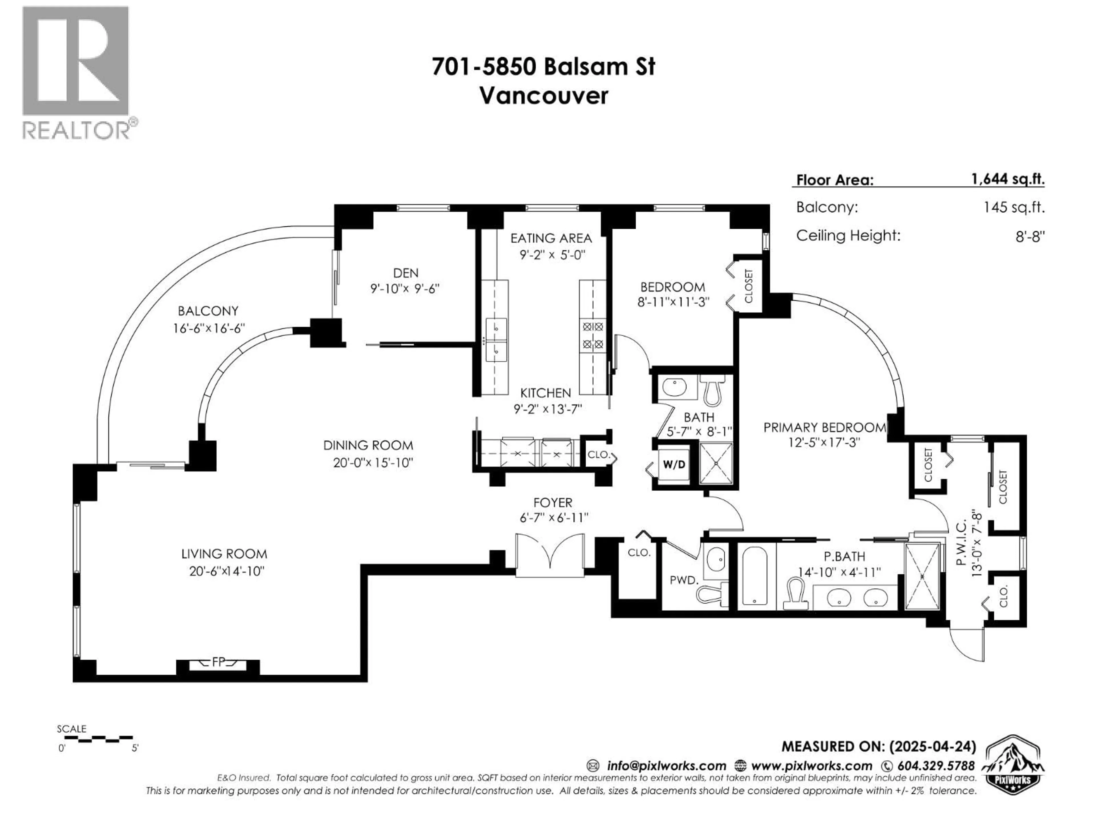 Floor plan for 701 - 5850 BALSAM STREET, Vancouver British Columbia V6M4B9