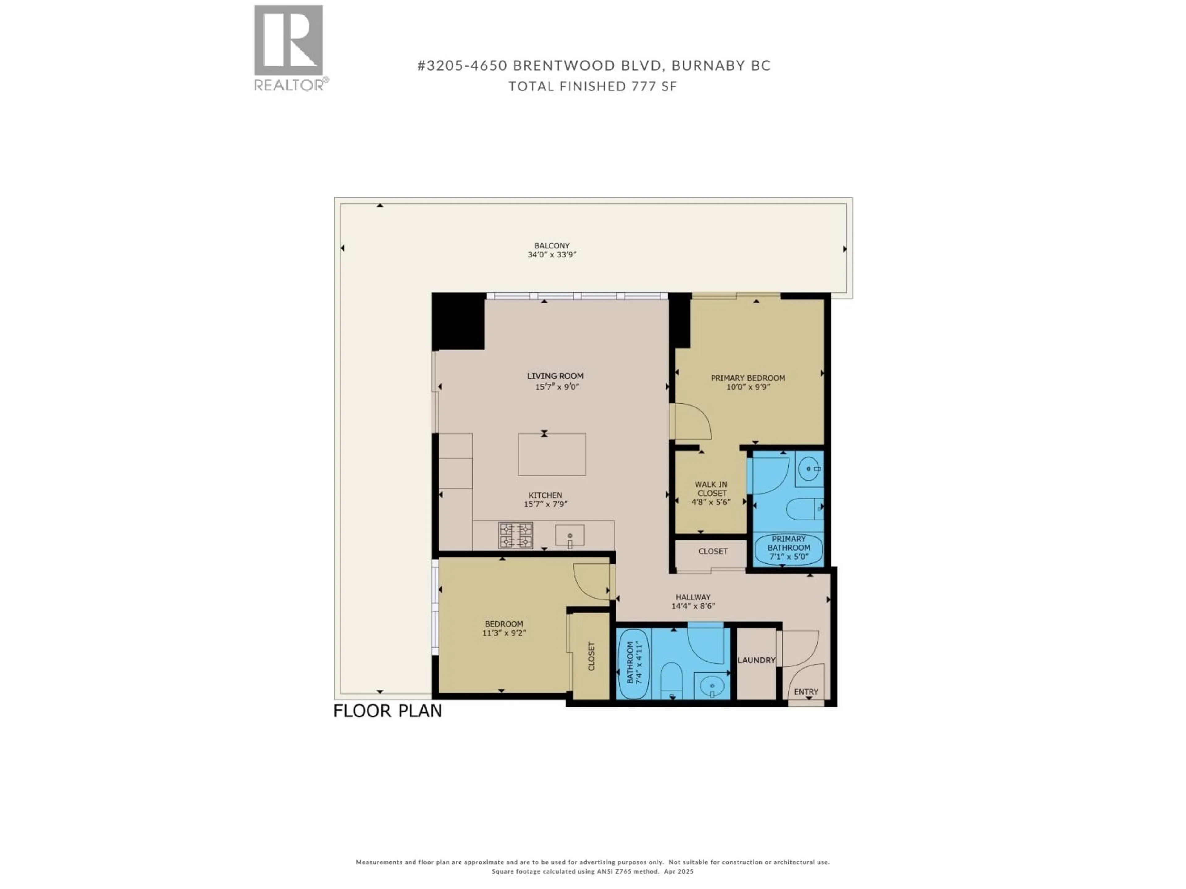 Floor plan for 3205 - 4650 BRENTWOOD BOULEVARD, Burnaby British Columbia V5C0M3