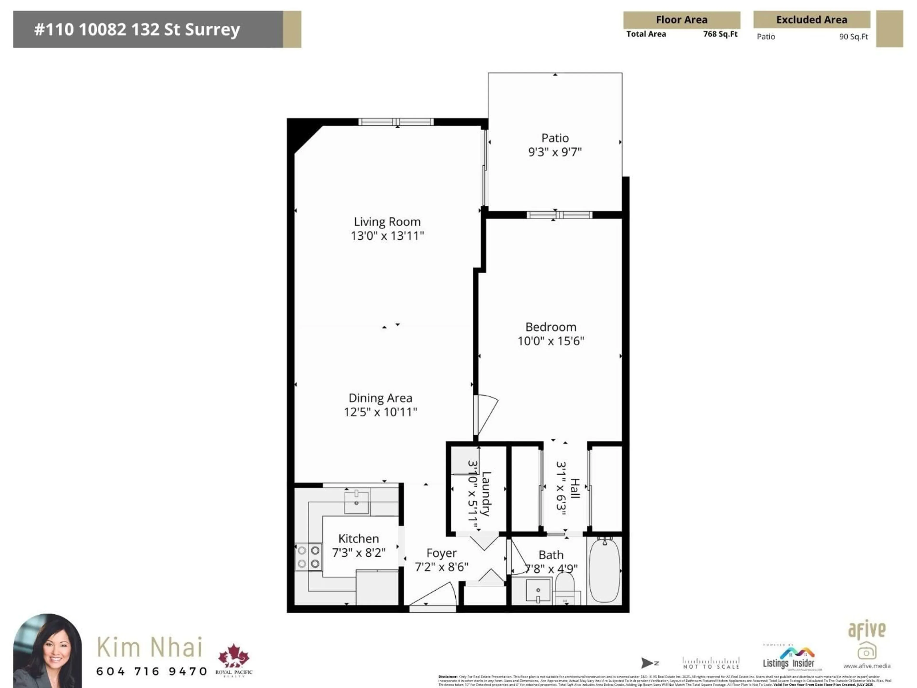 Floor plan for 110 - 10082 132 STREET, Surrey British Columbia V3T5V3