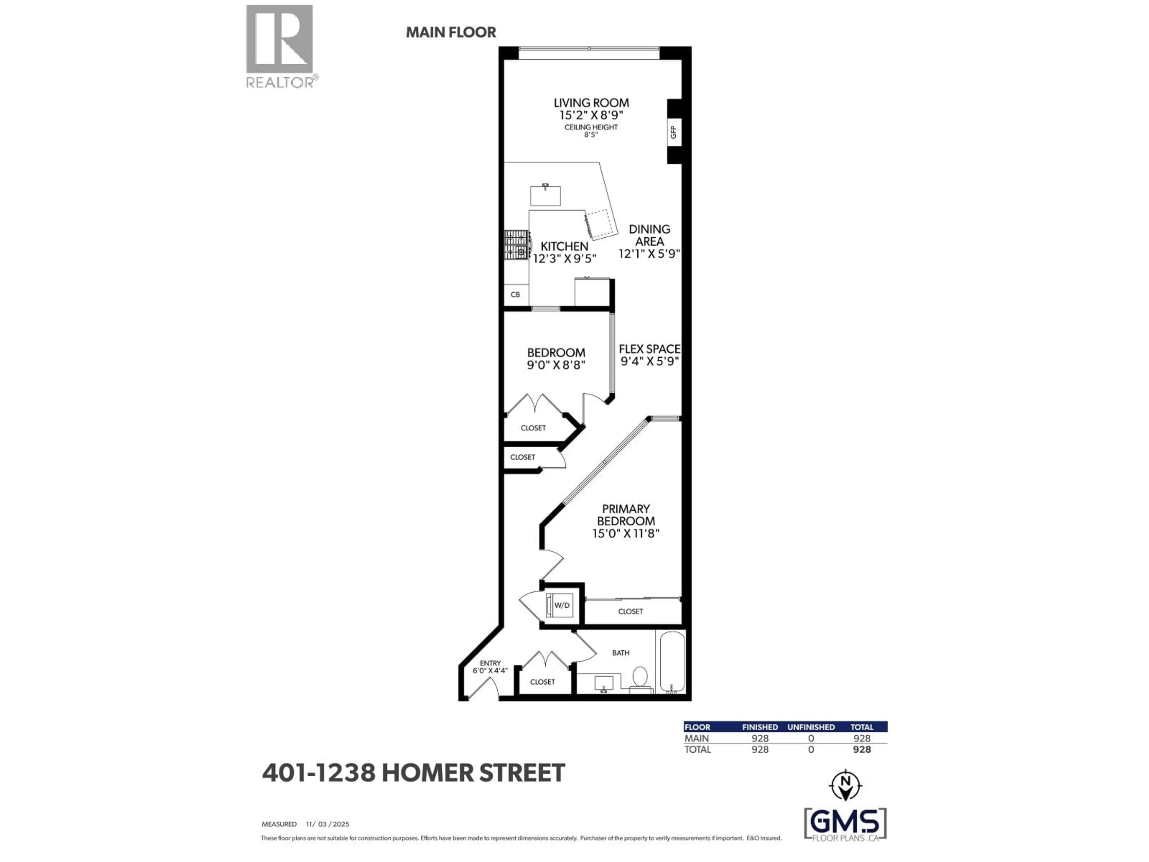 Floor plan for 401 - 1238 HOMER STREET, Vancouver British Columbia V6B2Y5