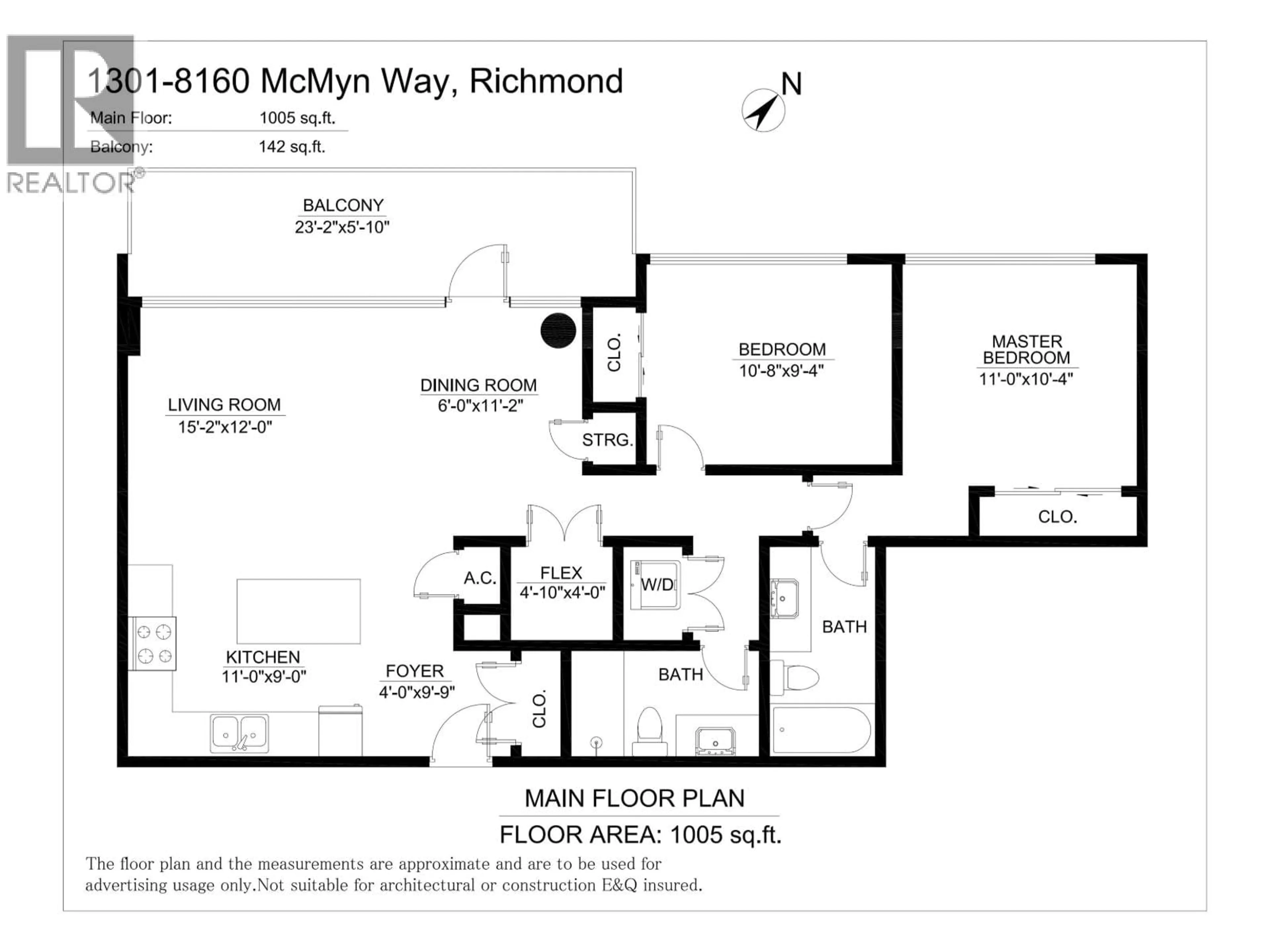 Floor plan for 1301 - 8160 MCMYN WAY, Richmond British Columbia V6X0V2
