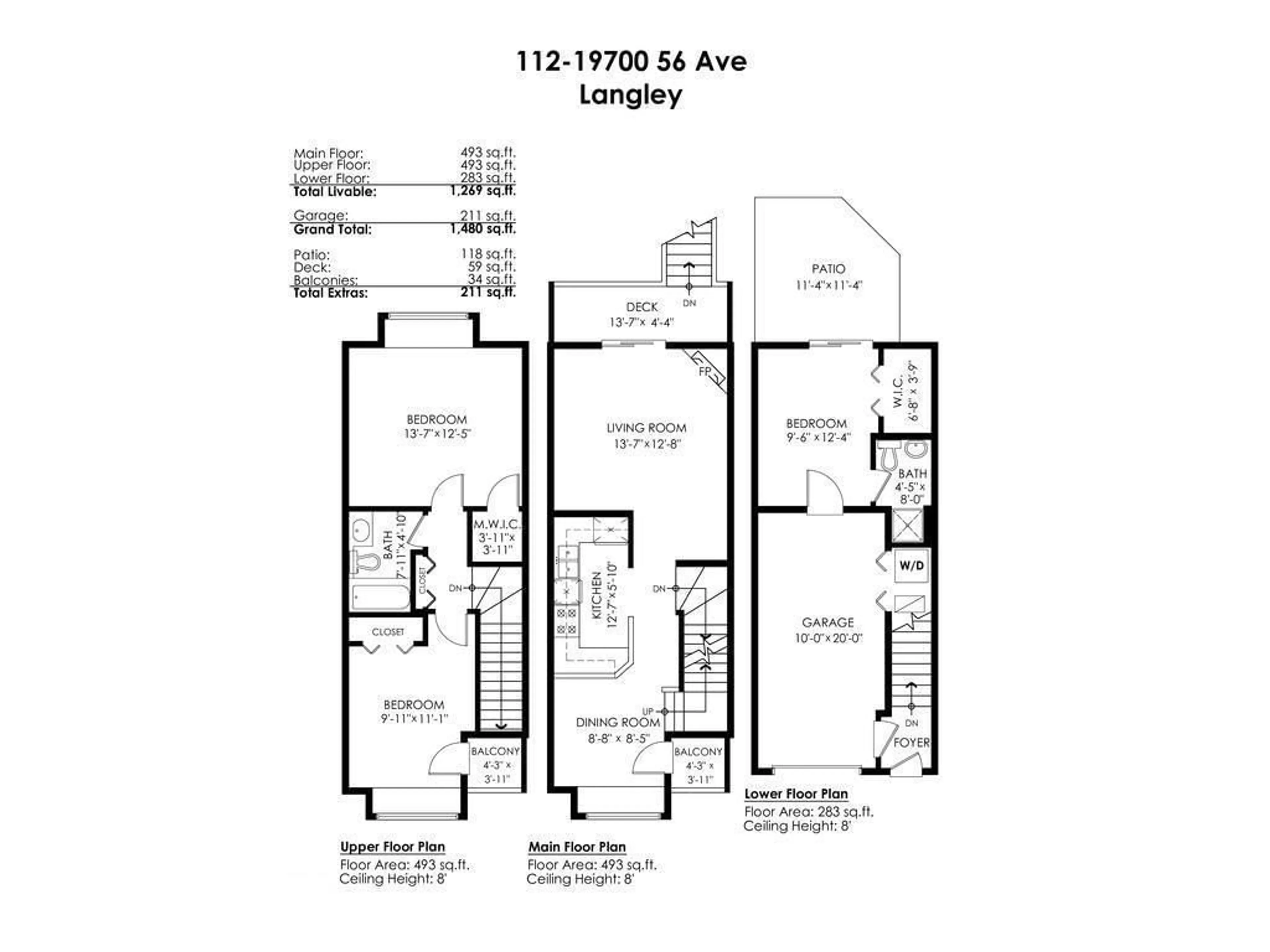Floor plan for 112 - 19700 56 AVENUE, Langley British Columbia V3A3X6