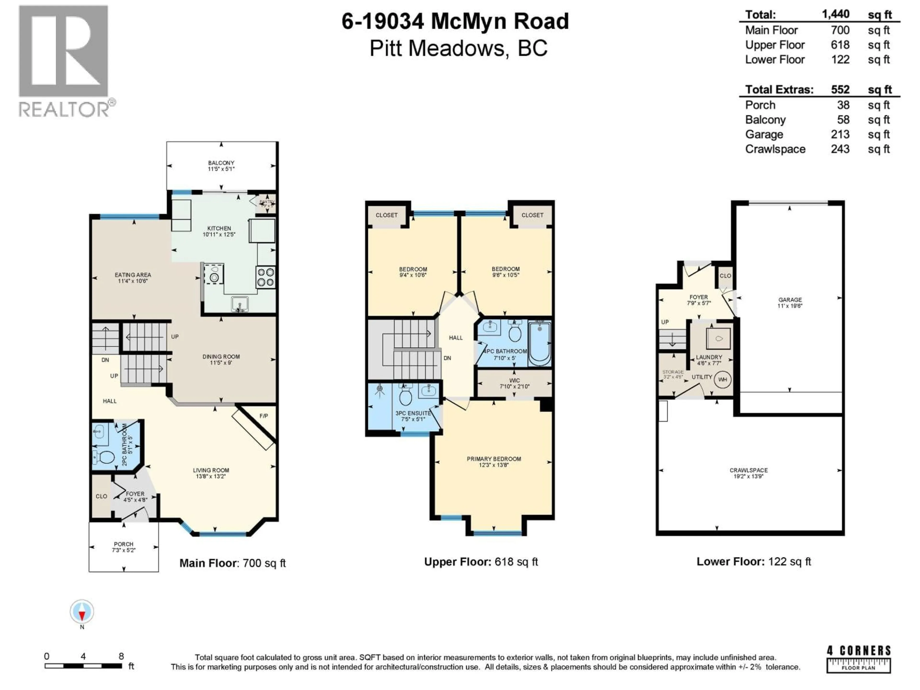 Floor plan for 6 - 19034 MCMYN ROAD, Pitt Meadows British Columbia V3Y2N8
