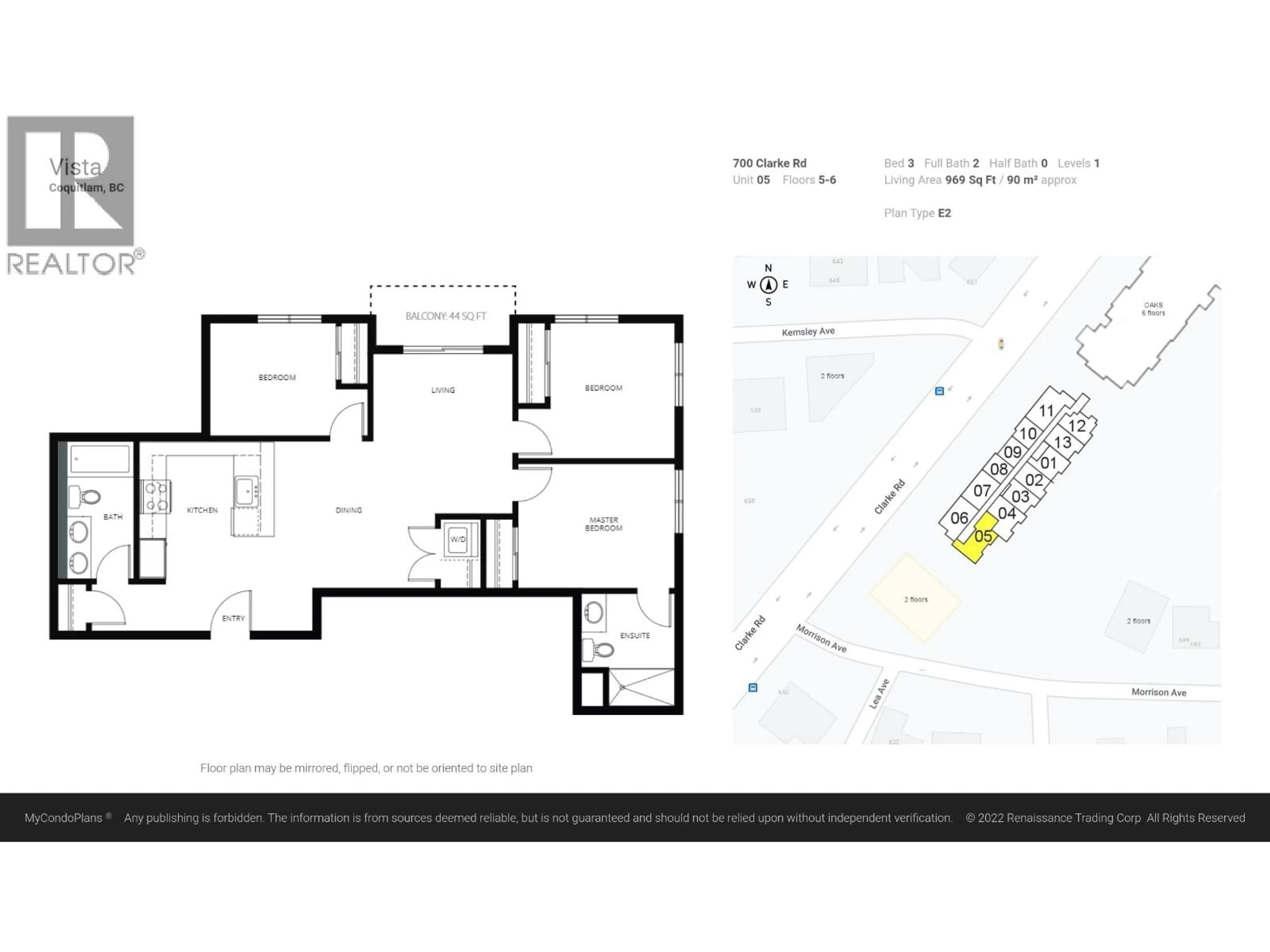 Floor plan for 505 - 700 CLARKE ROAD, Coquitlam British Columbia V3J0K5