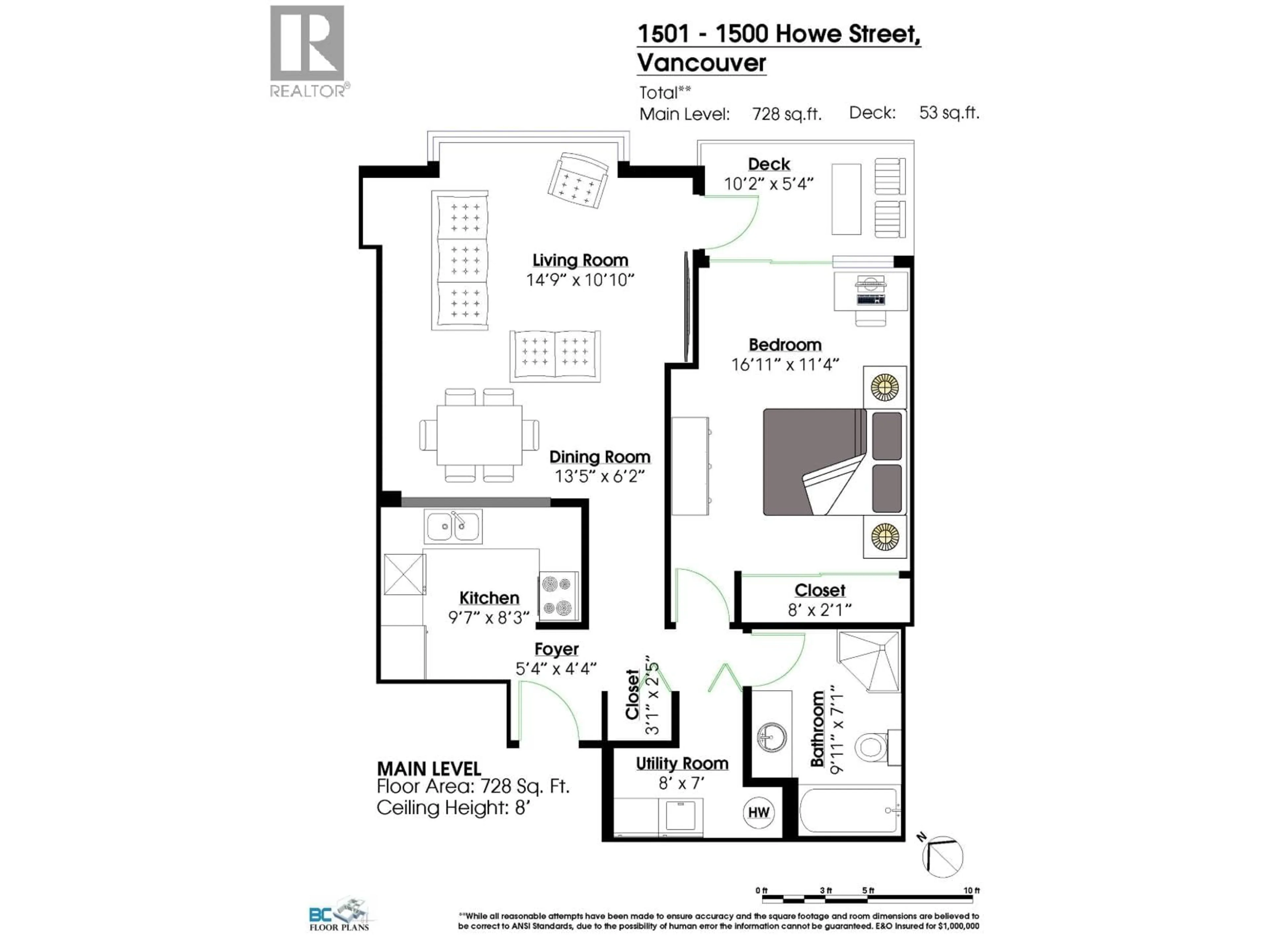 Floor plan for 1501 - 1500 HOWE STREET, Vancouver British Columbia V6Z2M8