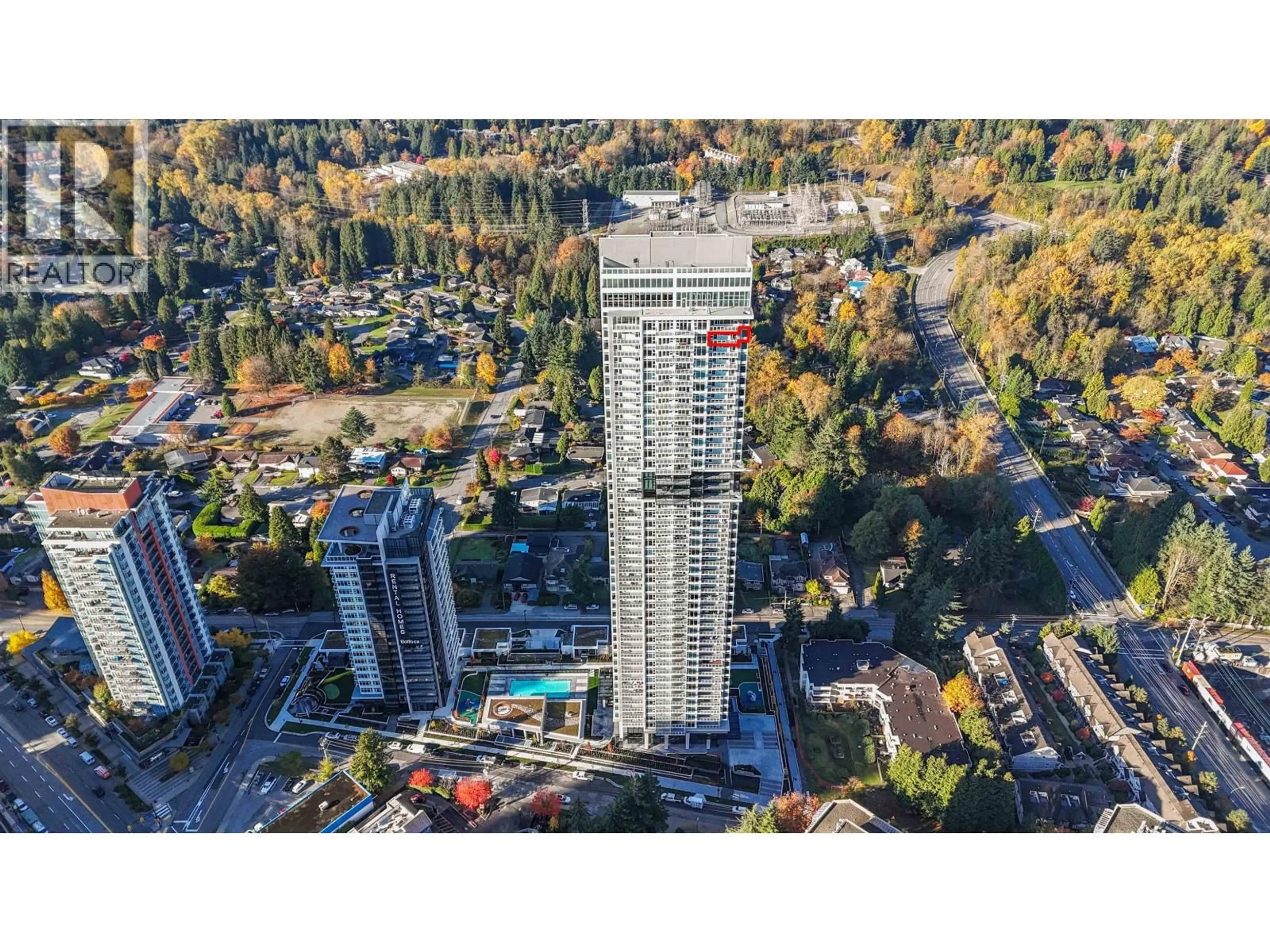 A pic from outside/outdoor area/front of a property/back of a property/a pic from drone, city buildings view from balcony for 4402 - 720 FARROW STREET, Coquitlam British Columbia V3J0P3