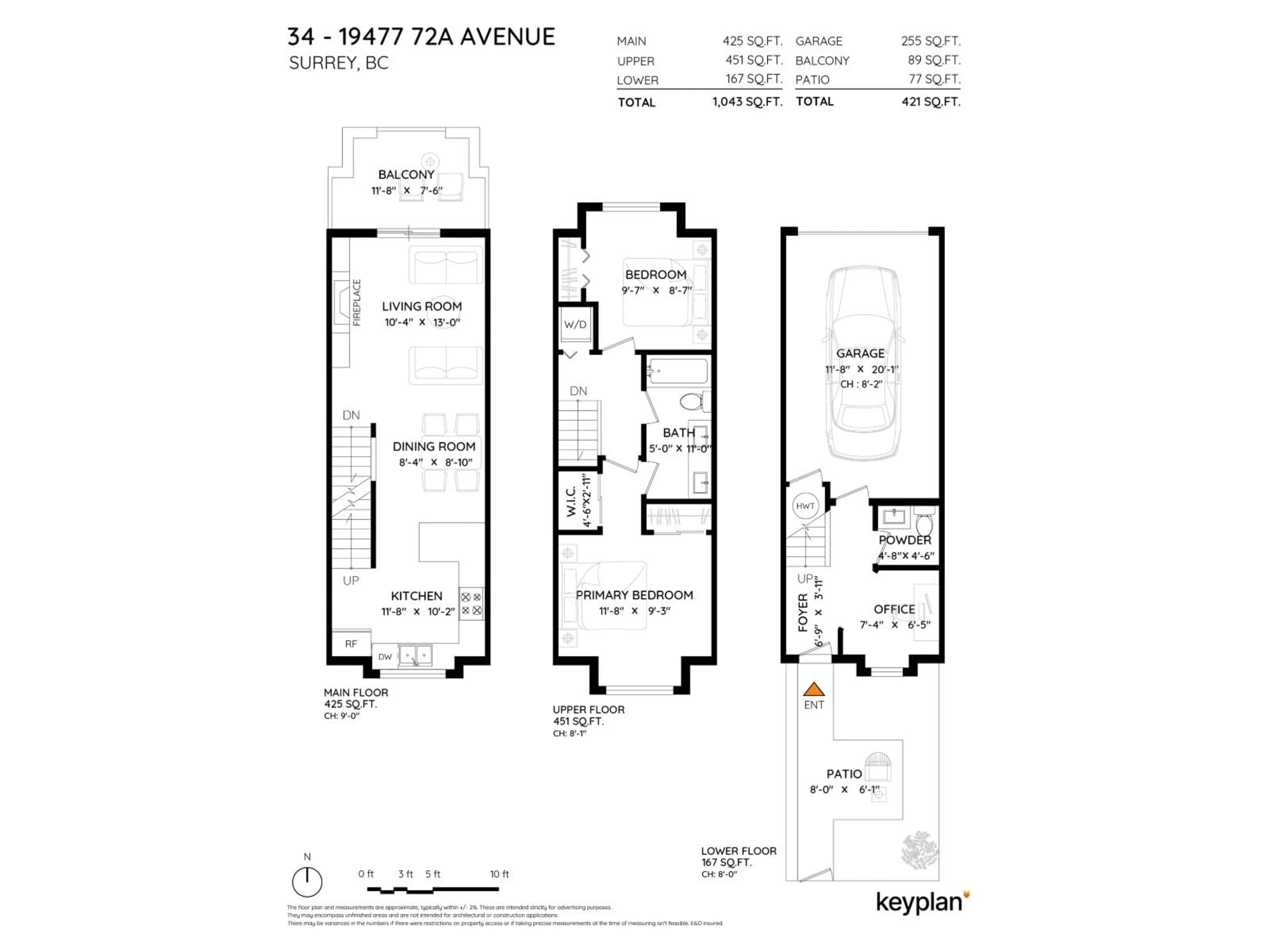 Floor plan for 34 - 19477 72A, Surrey British Columbia V4N6M2