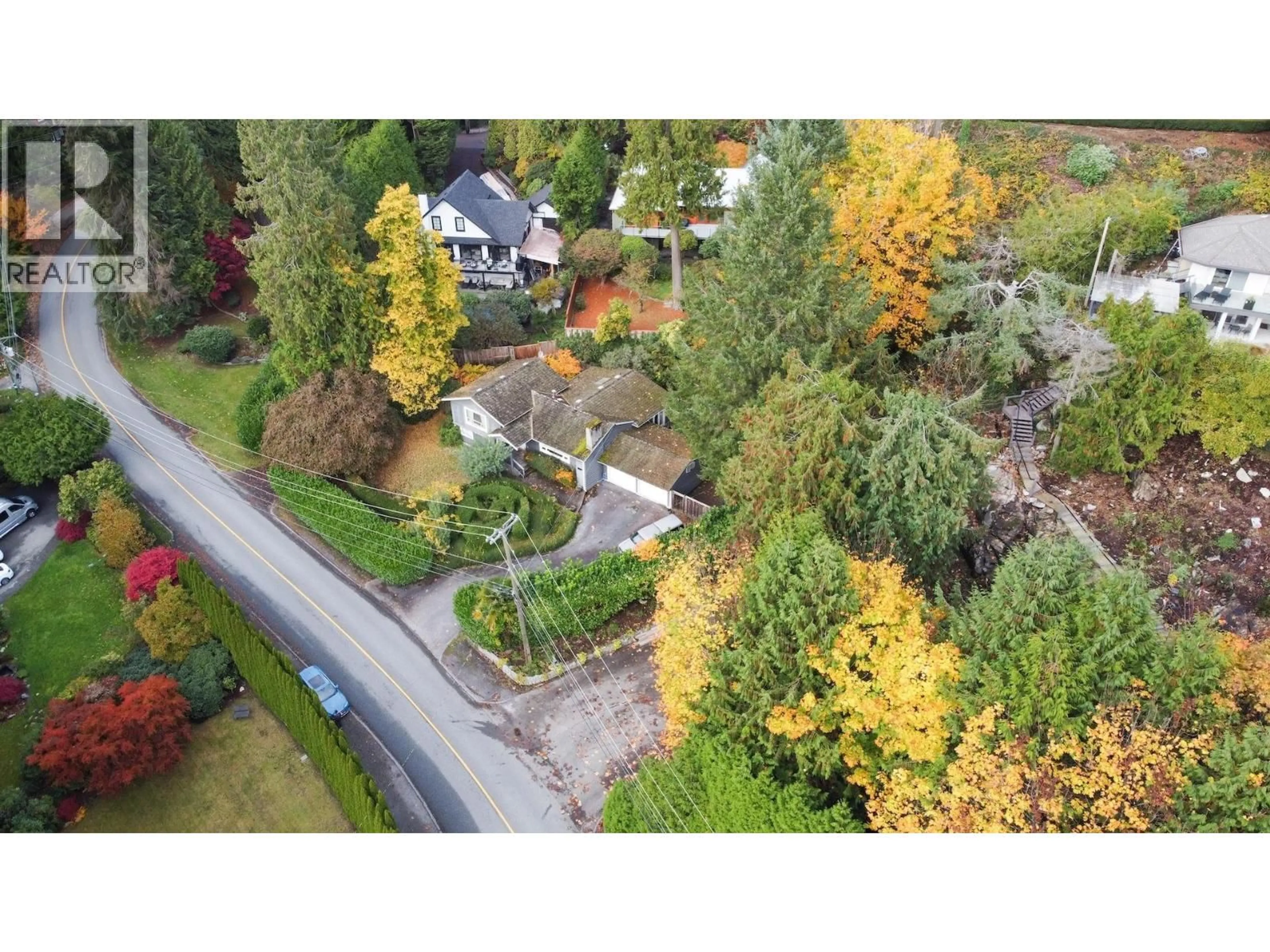 A pic from outside/outdoor area/front of a property/back of a property/a pic from drone, street for 4670 WILLOW CREEK ROAD, West Vancouver British Columbia V7W1C2