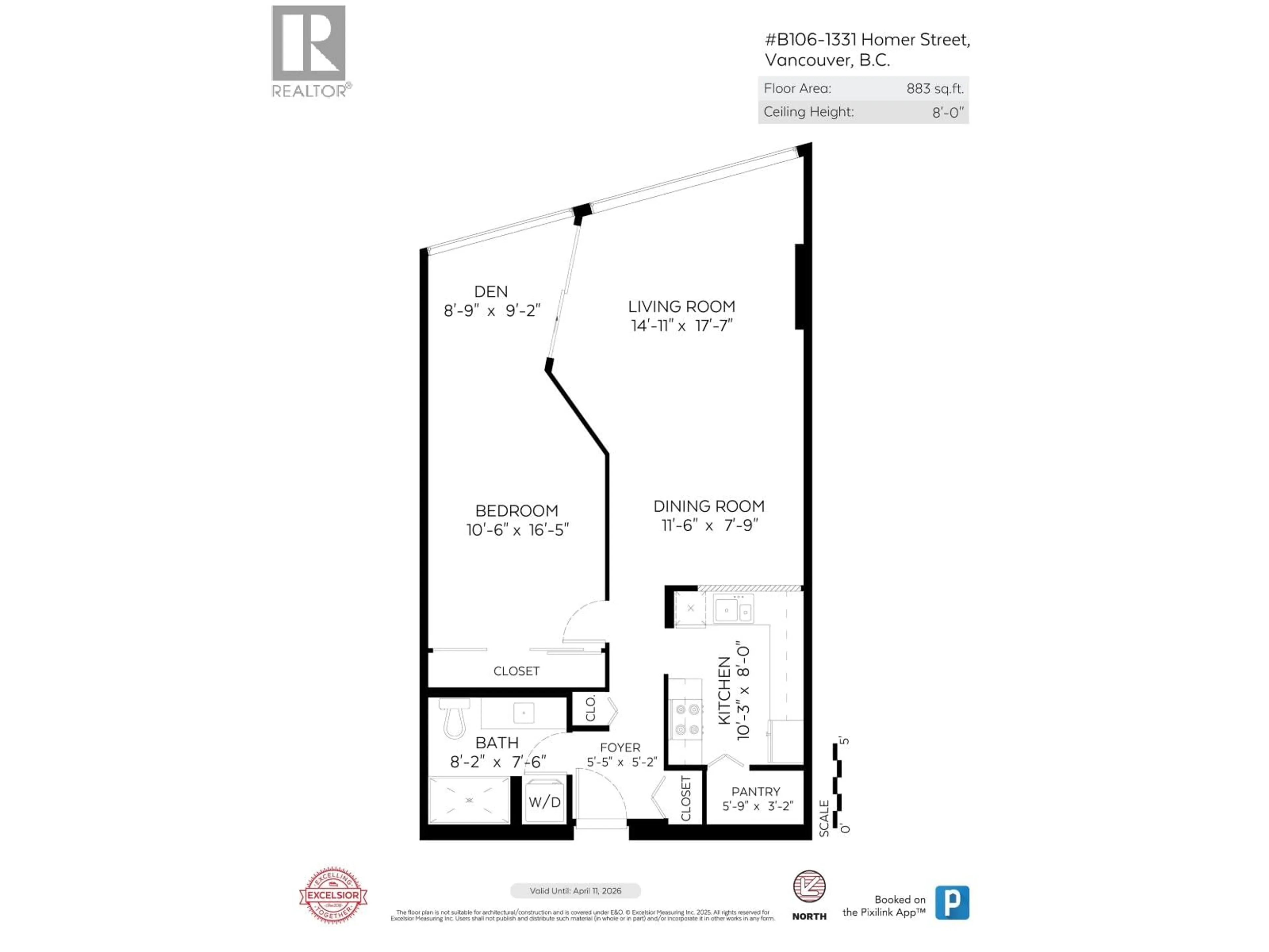 Floor plan for B106 - 1331 HOMER STREET, Vancouver British Columbia V6B5M5