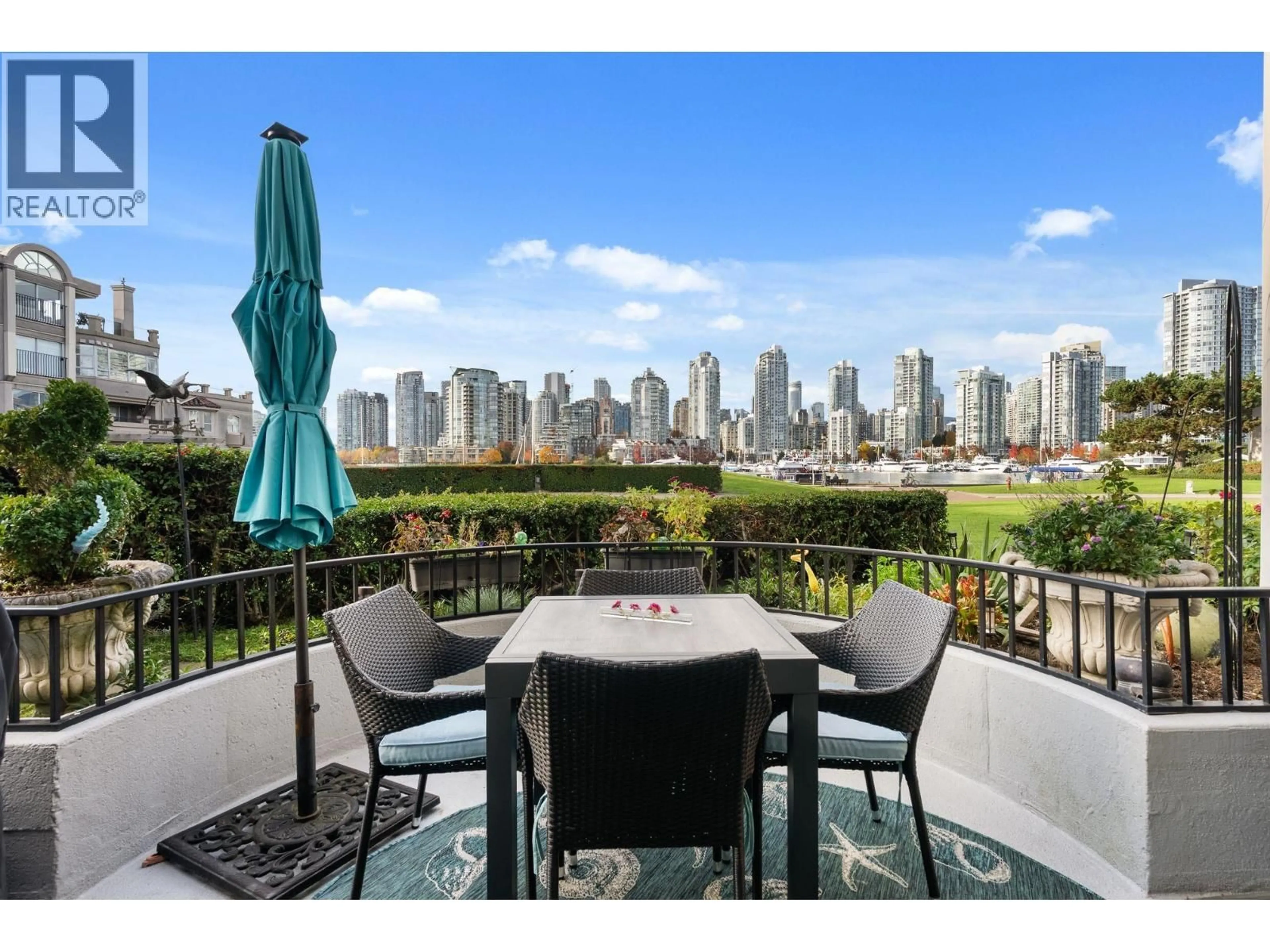 Patio, city buildings view from balcony for 119 - 1869 SPYGLASS PLACE, Vancouver British Columbia V5Z4K7