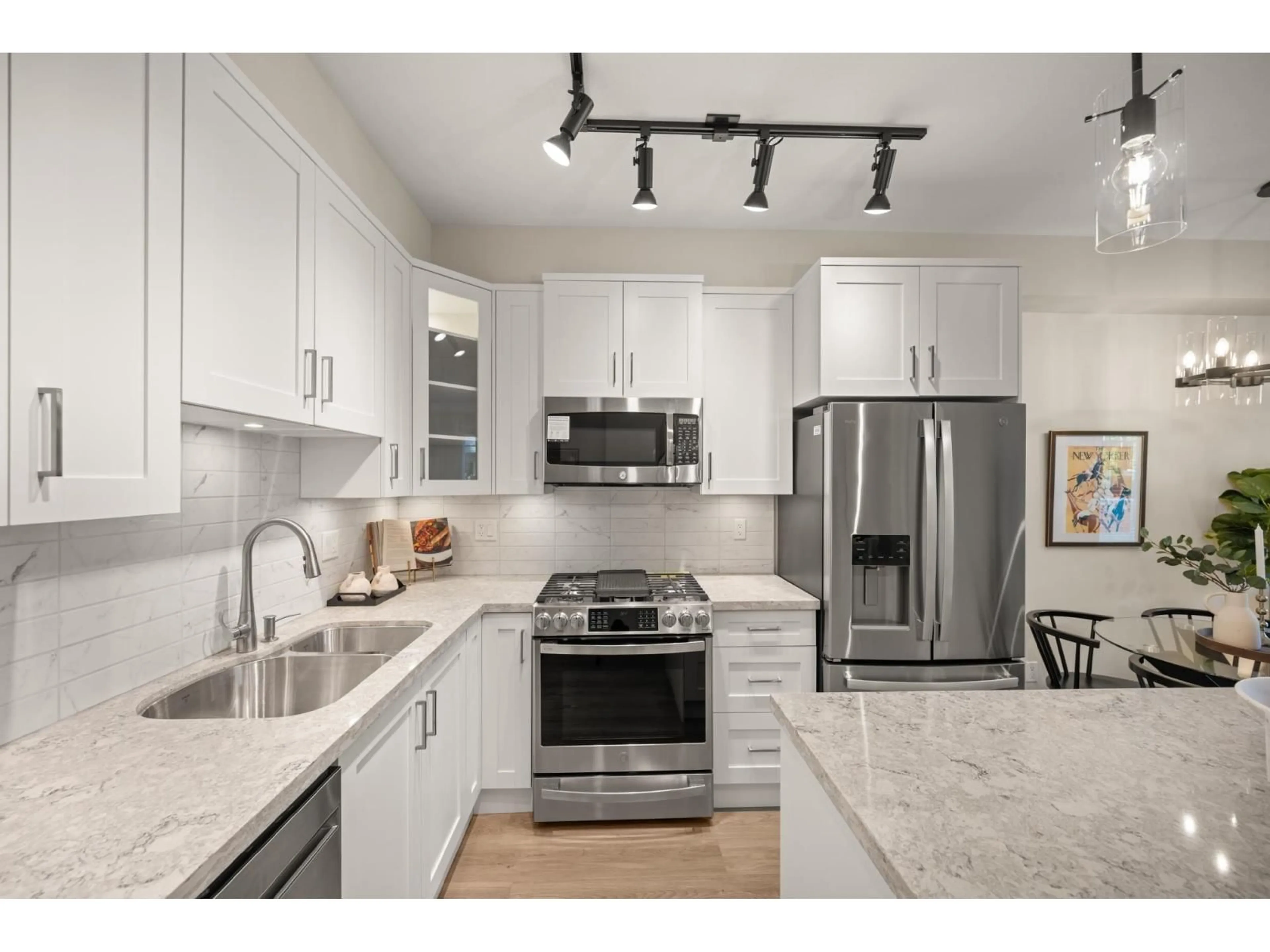 Open concept kitchen, ceramic/tile floor for A328 - 8233 208B STREET, Langley British Columbia V2Y4M7