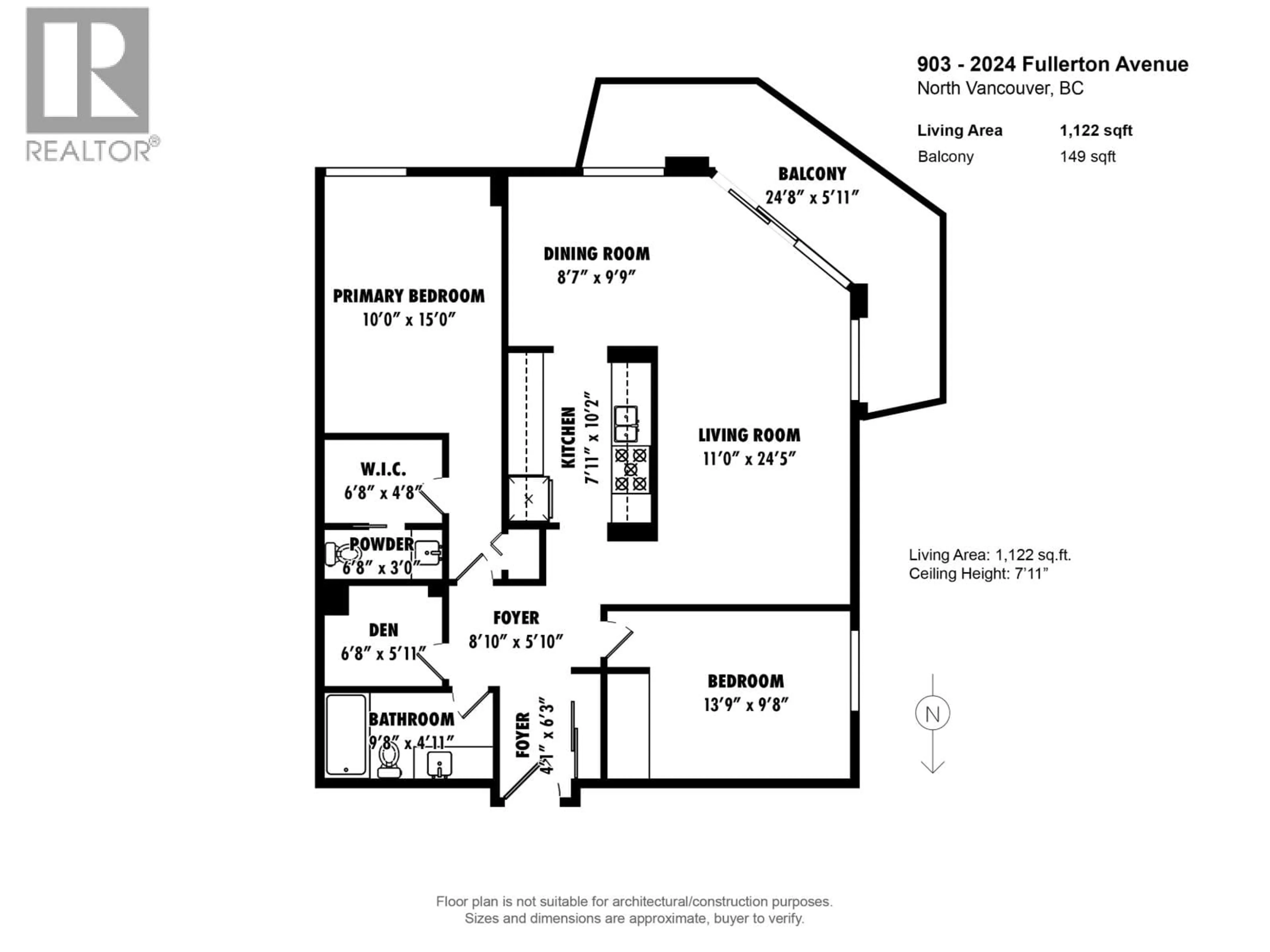 Floor plan for 903 - 2024 FULLERTON AVENUE, North Vancouver British Columbia V7P3G4