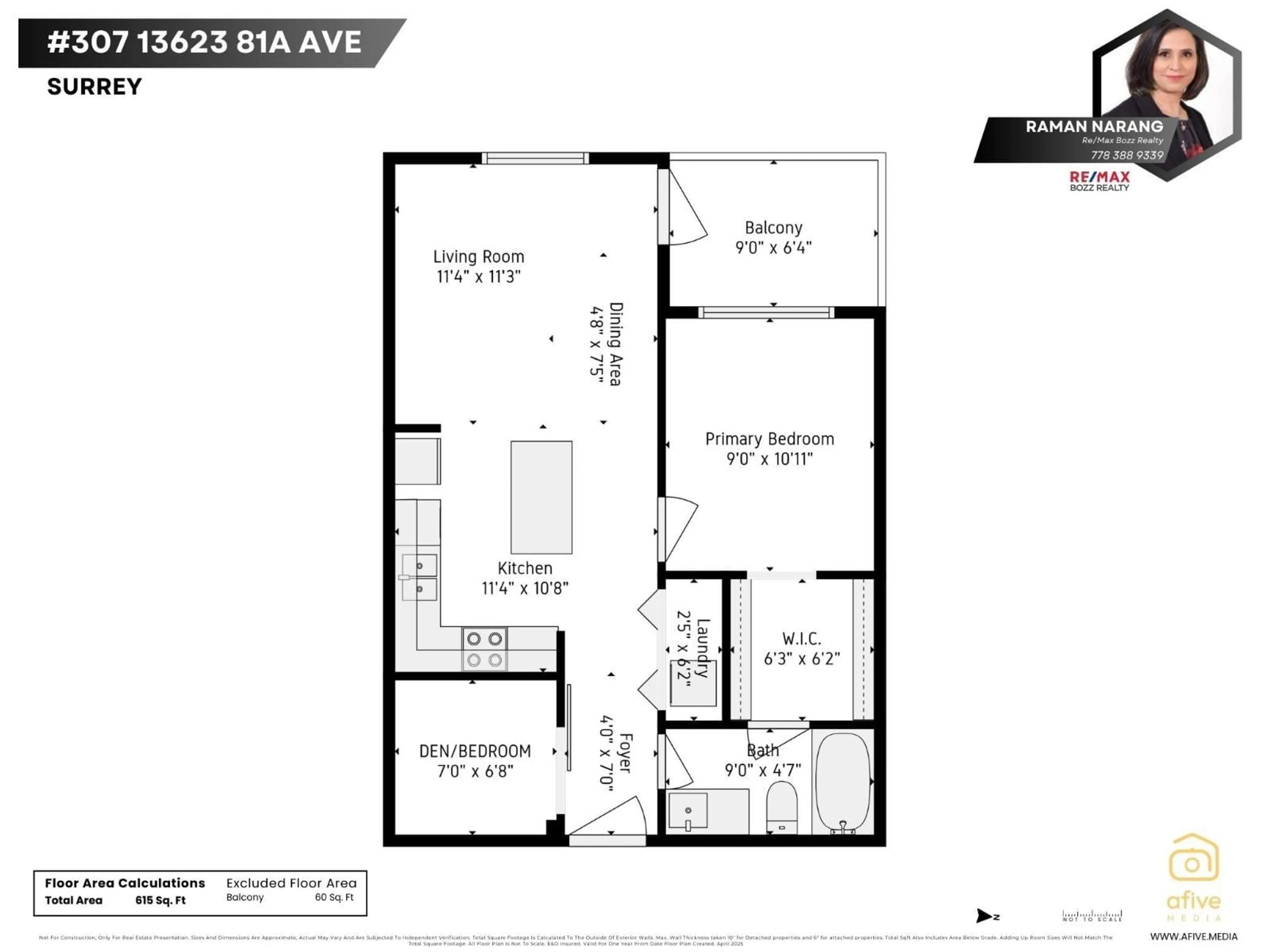 Floor plan for 307 - 13623 81A, Surrey British Columbia V3W3N7