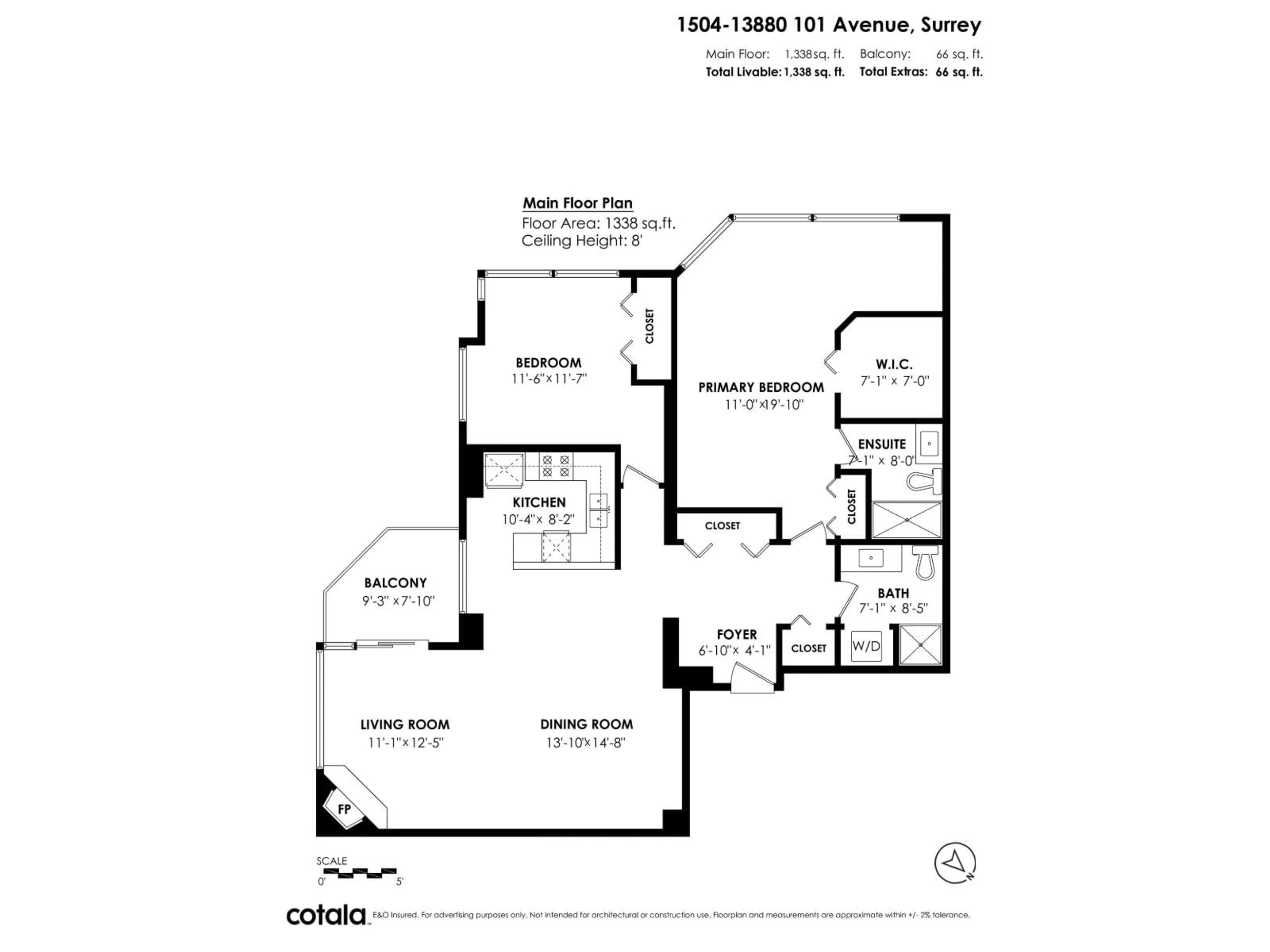 Floor plan for 1504 - 13880 101, Surrey British Columbia V3T5T1