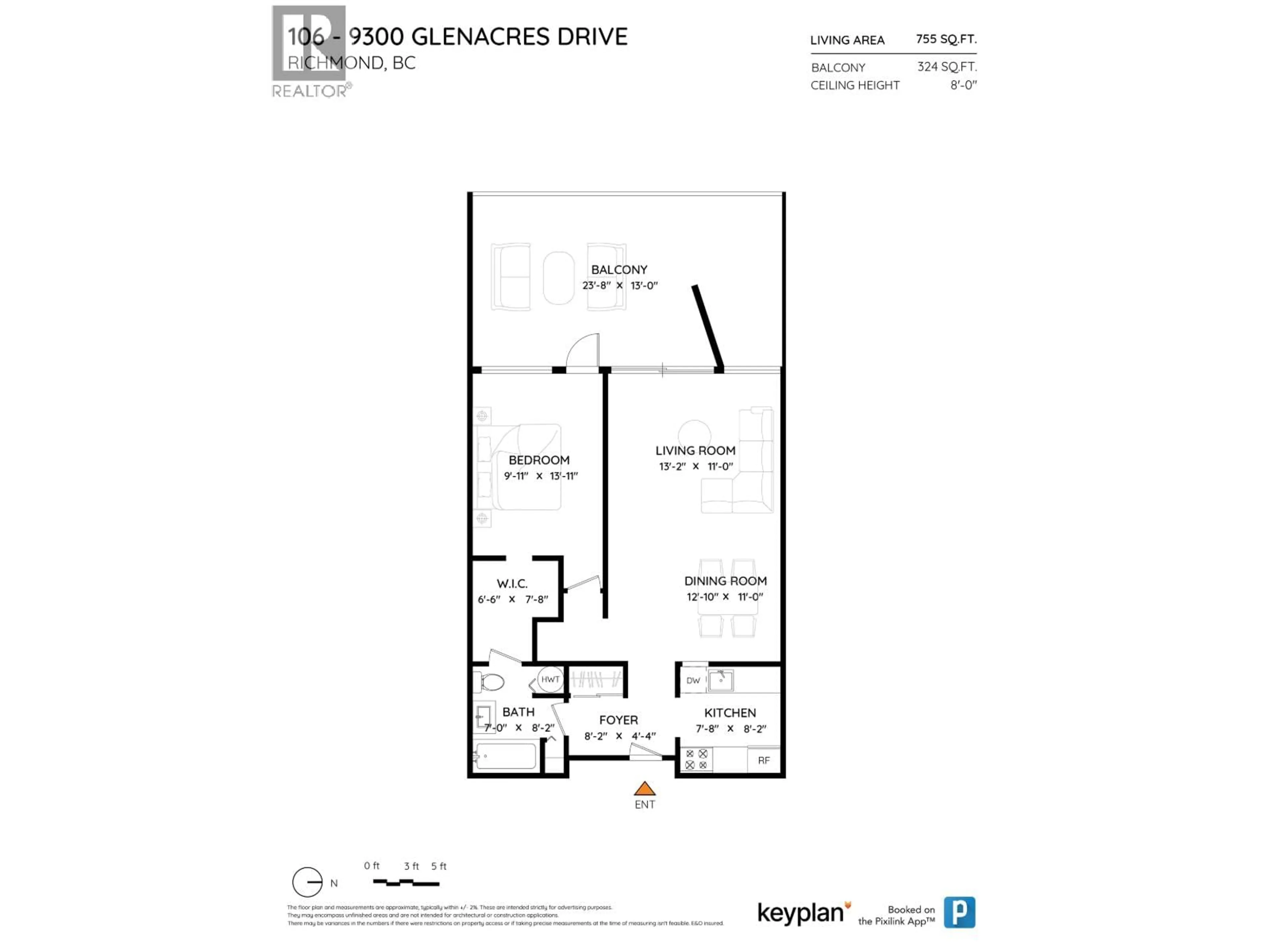 Floor plan for 106 - 9300 GLENACRES DRIVE, Richmond British Columbia V7A1Y8
