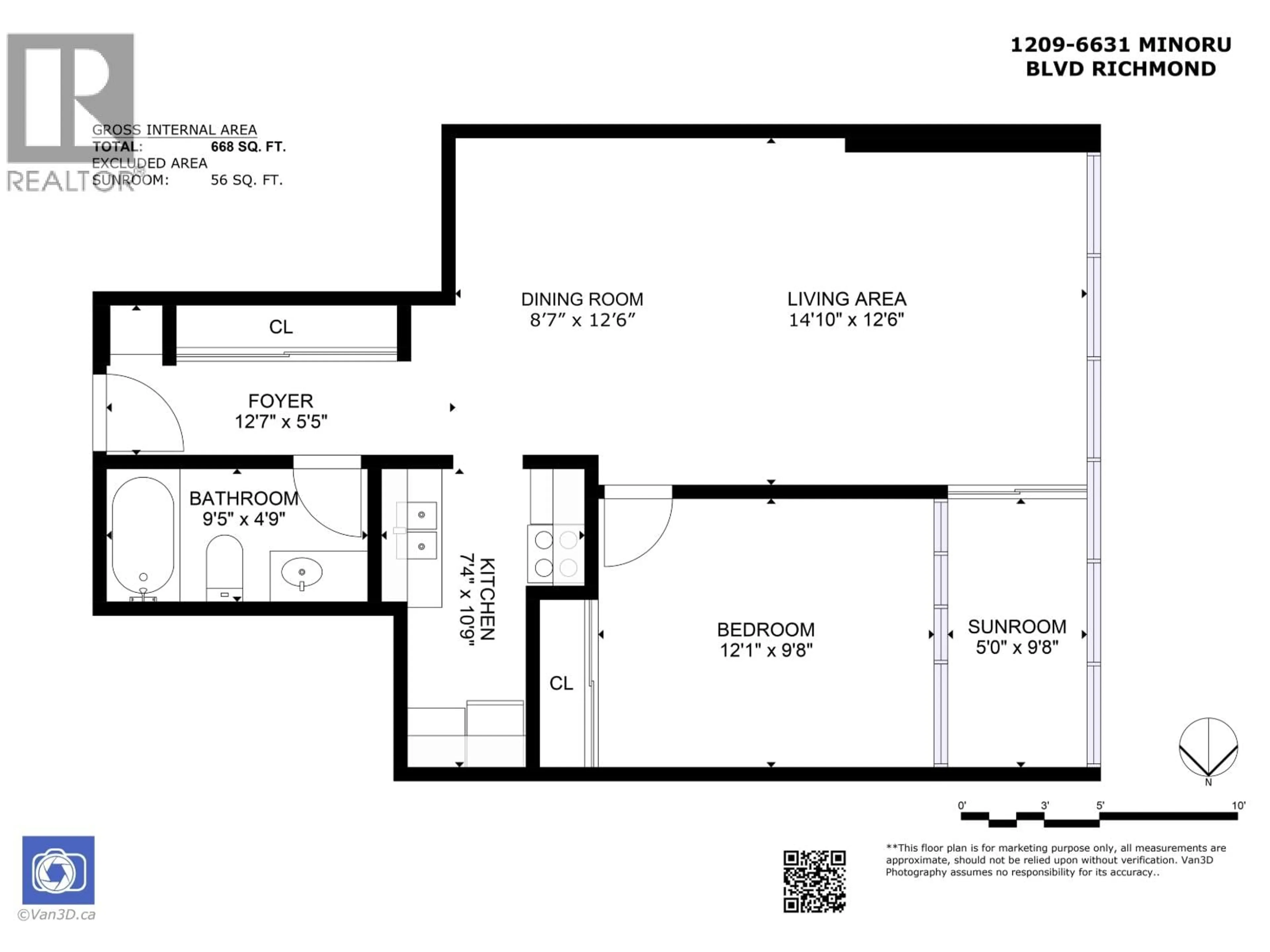 Floor plan for 1209 - 6631 MINORU BOULEVARD, Richmond British Columbia V6Y1Z1